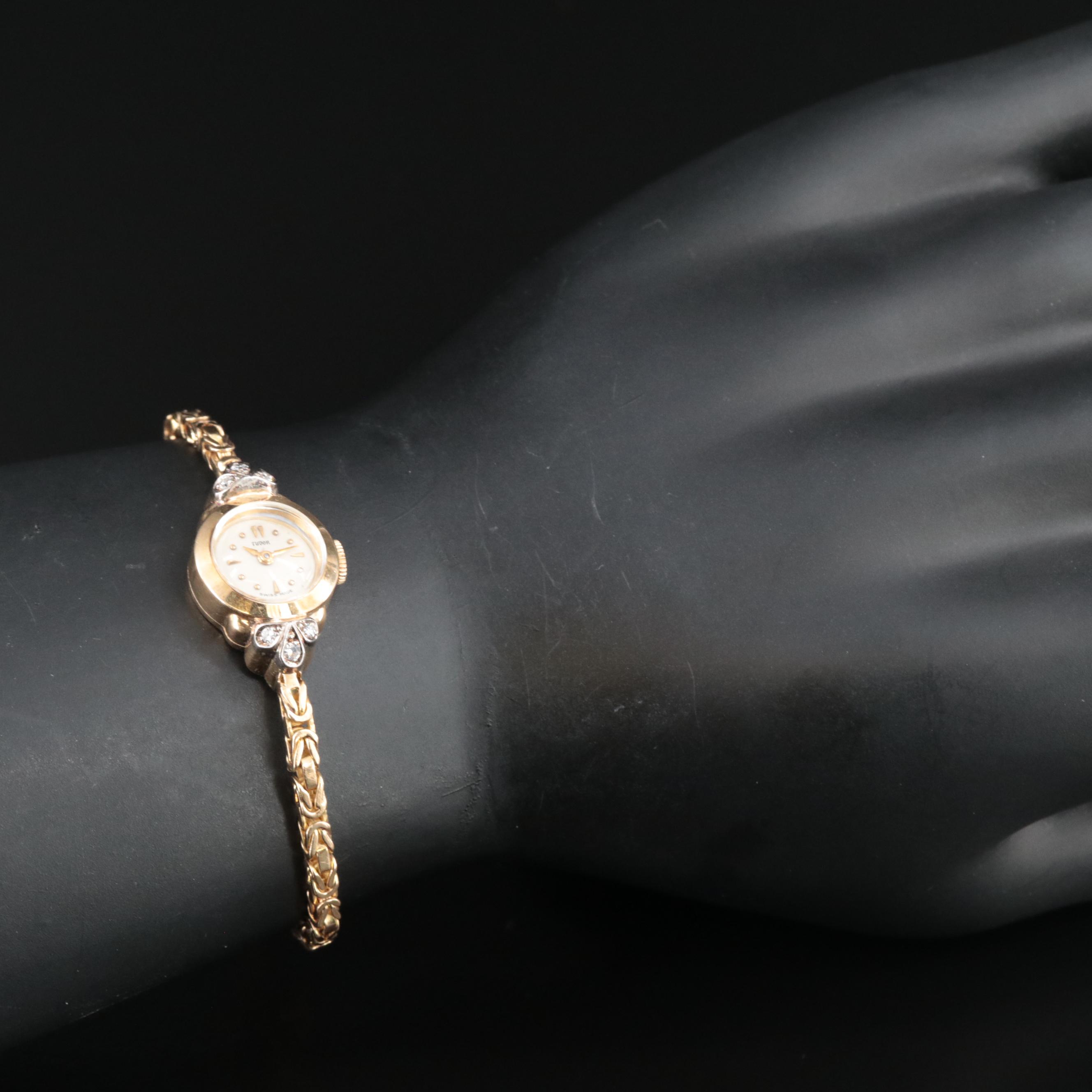 18K Vintage Tudor Diamond Manual Wind Watch