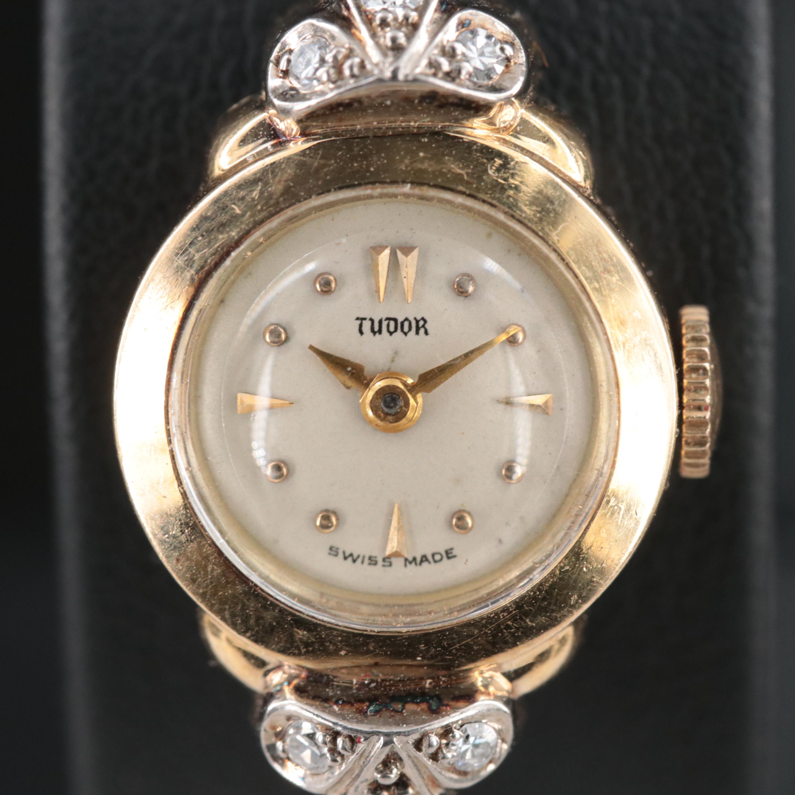 18K Vintage Tudor Diamond Manual Wind Watch