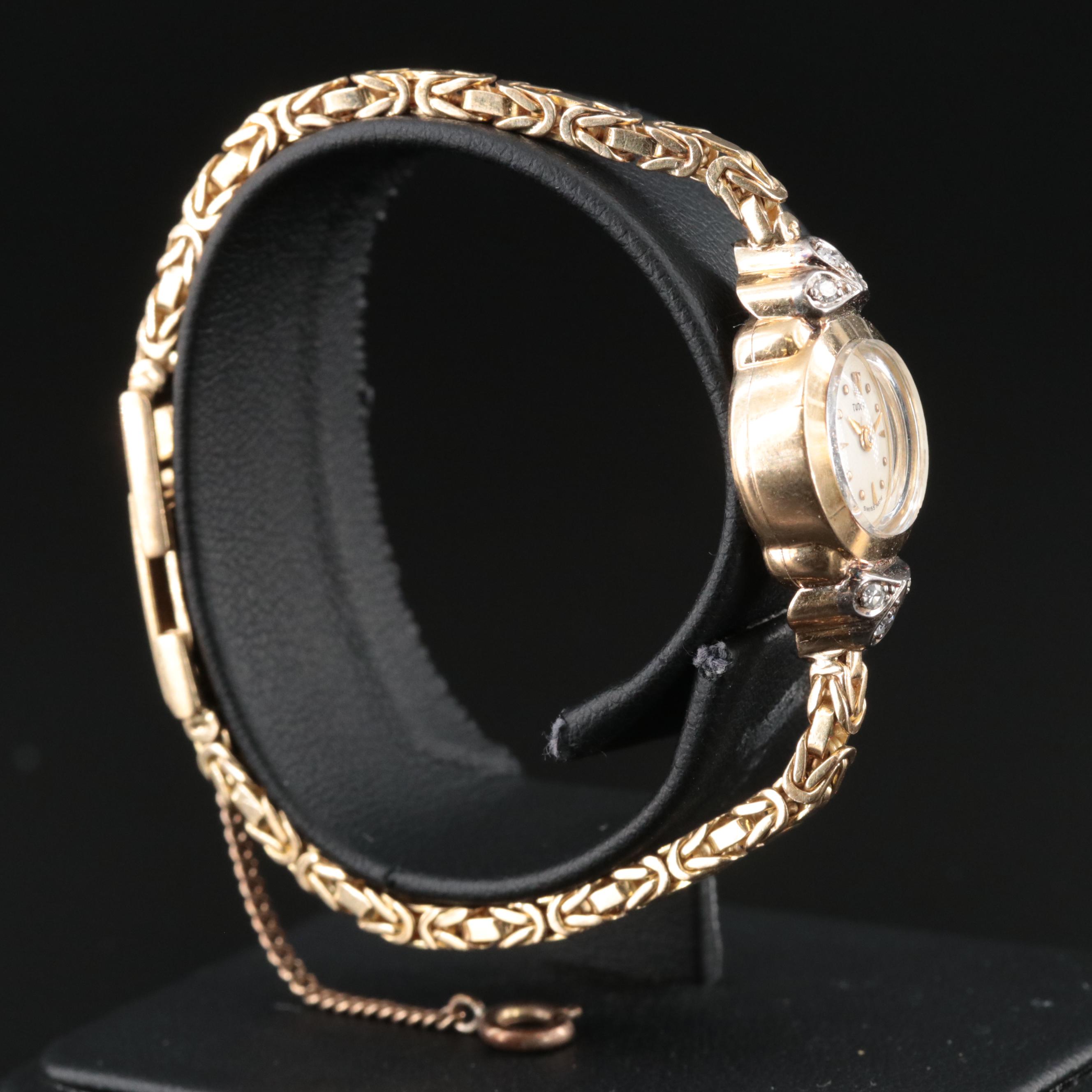 18K Vintage Tudor Diamond Manual Wind Watch