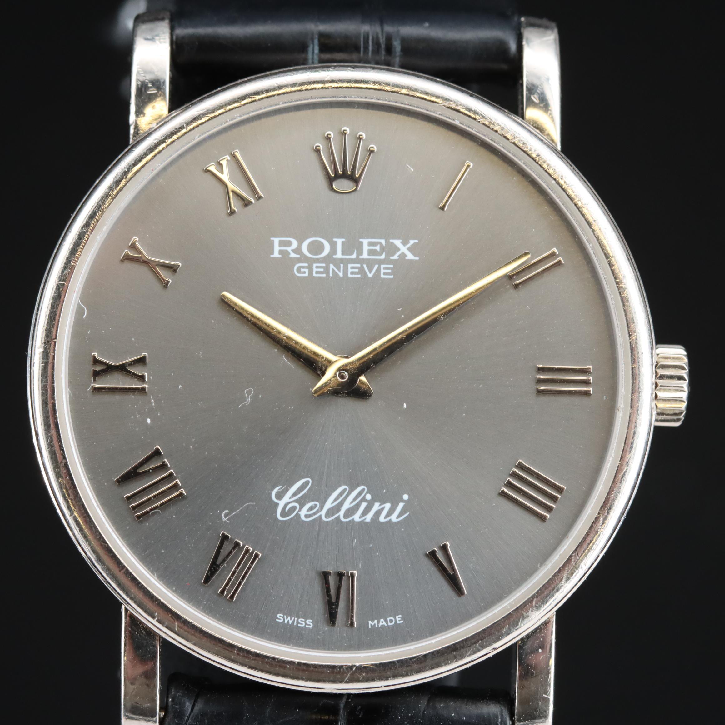 18K 2005 Rolex Cellini with Slate Roman Numeral Dial