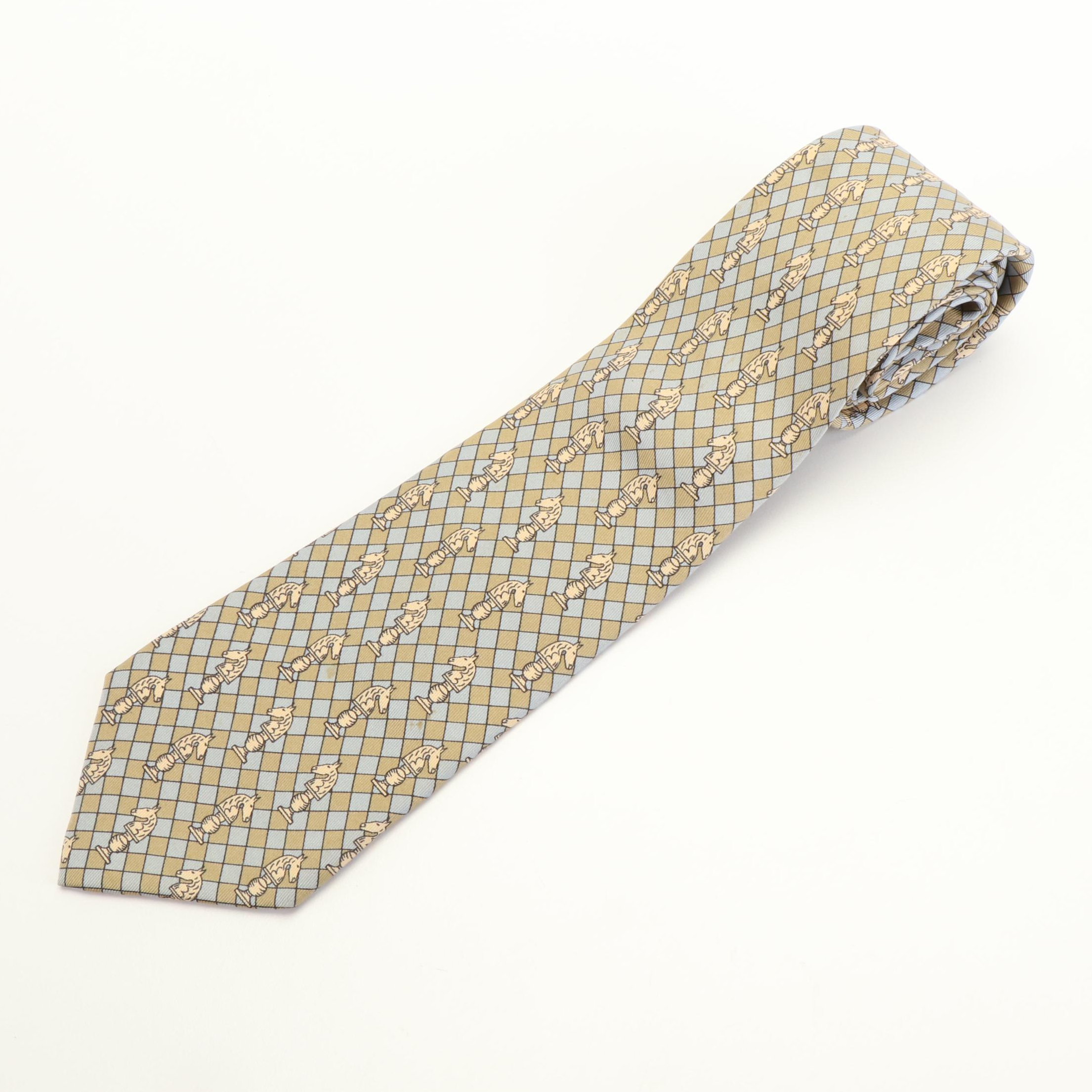 Hermès Knight Chess Pieces Silk Necktie