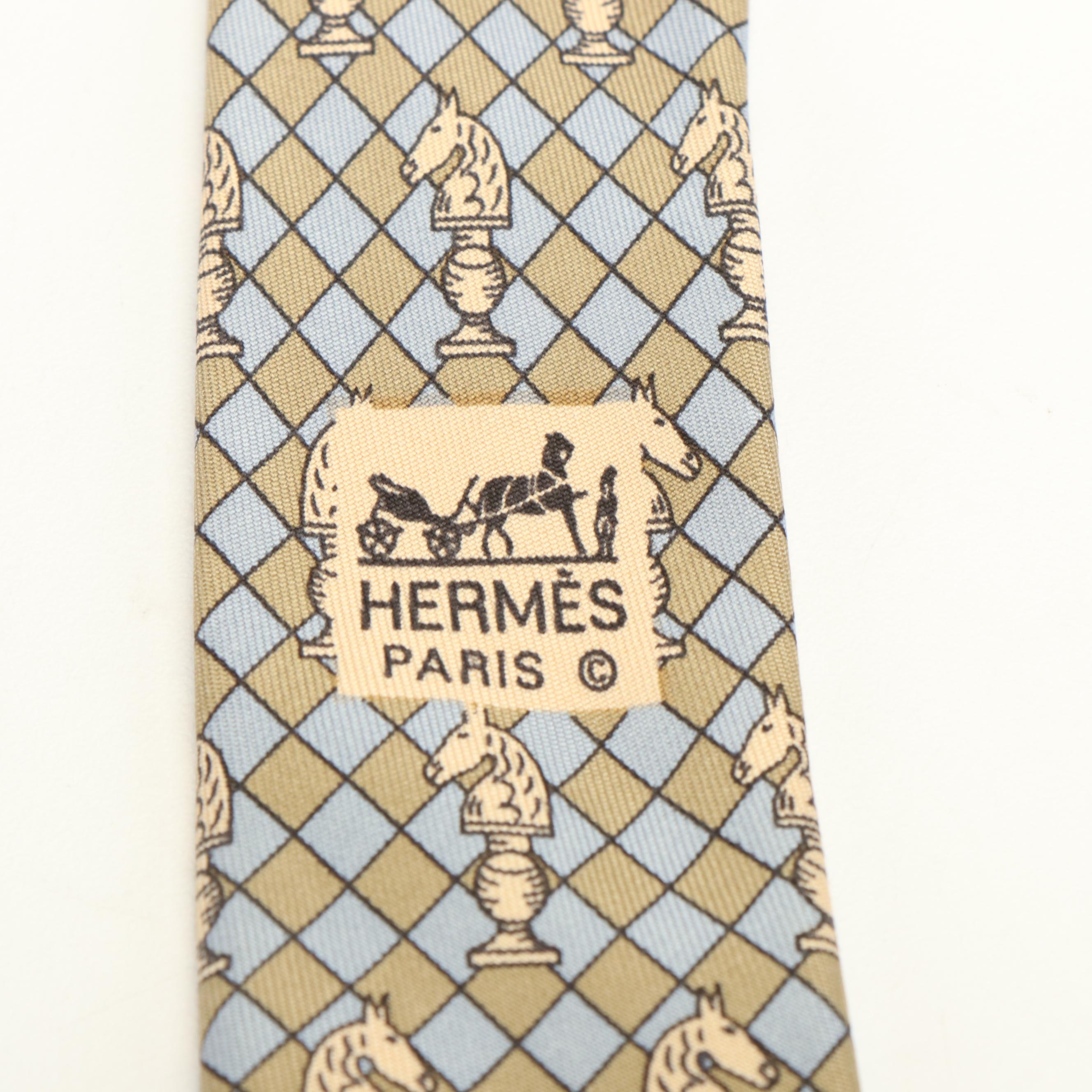 Hermès Knight Chess Pieces Silk Necktie
