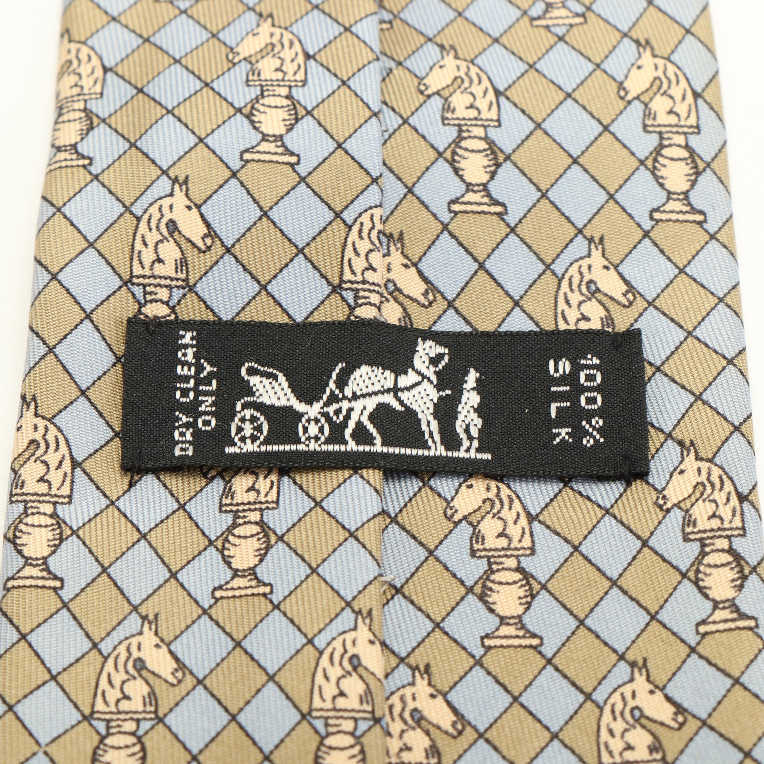 Hermès Knight Chess Pieces Silk Necktie