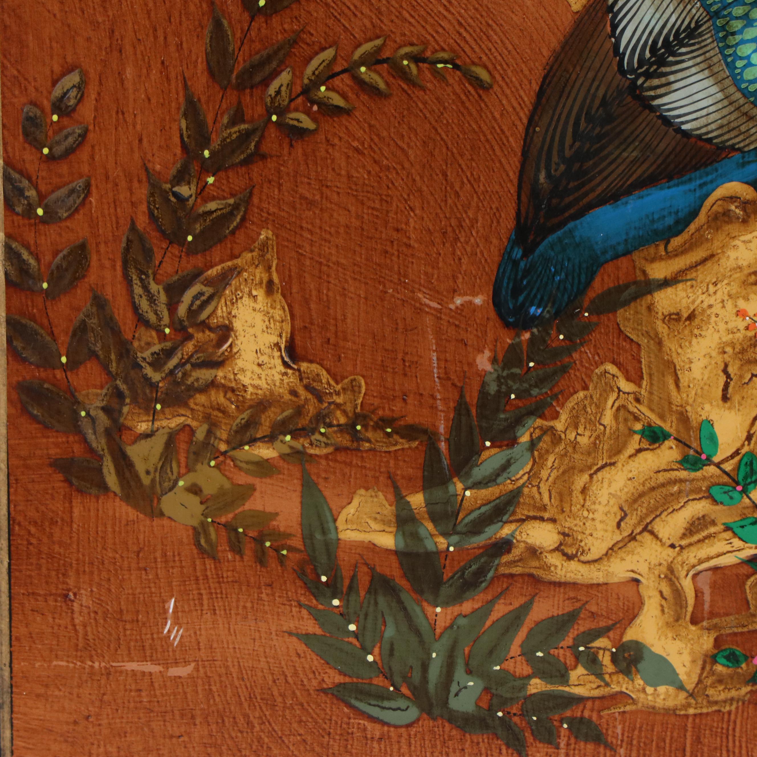 Arturo Alcala Folk Art Oil Painting "Toucans Under the Moon"