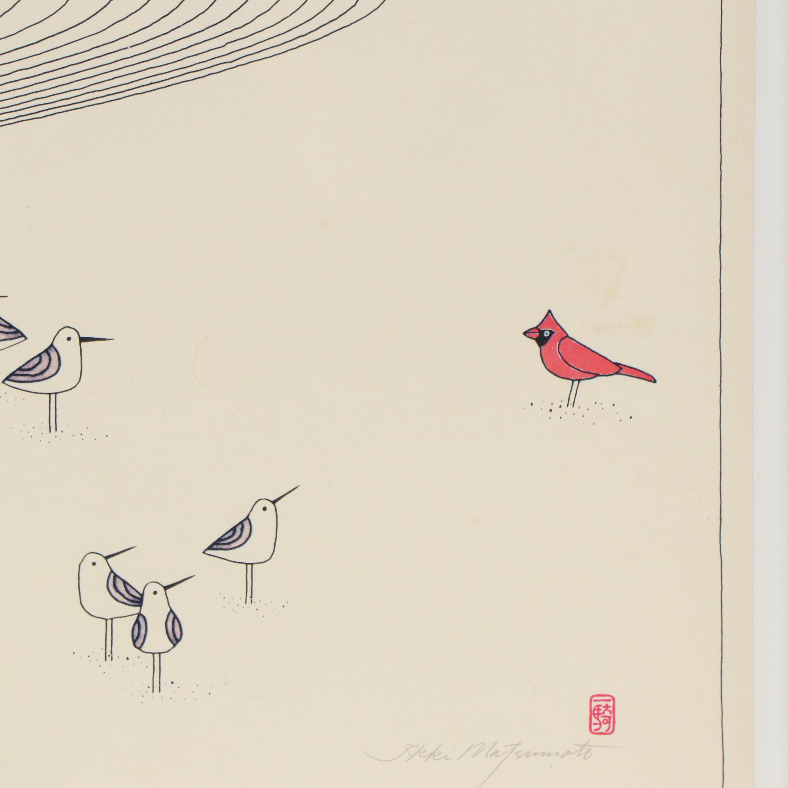 Ikki Matsumoto Offset Lithograph "A Stranger on the Beach"