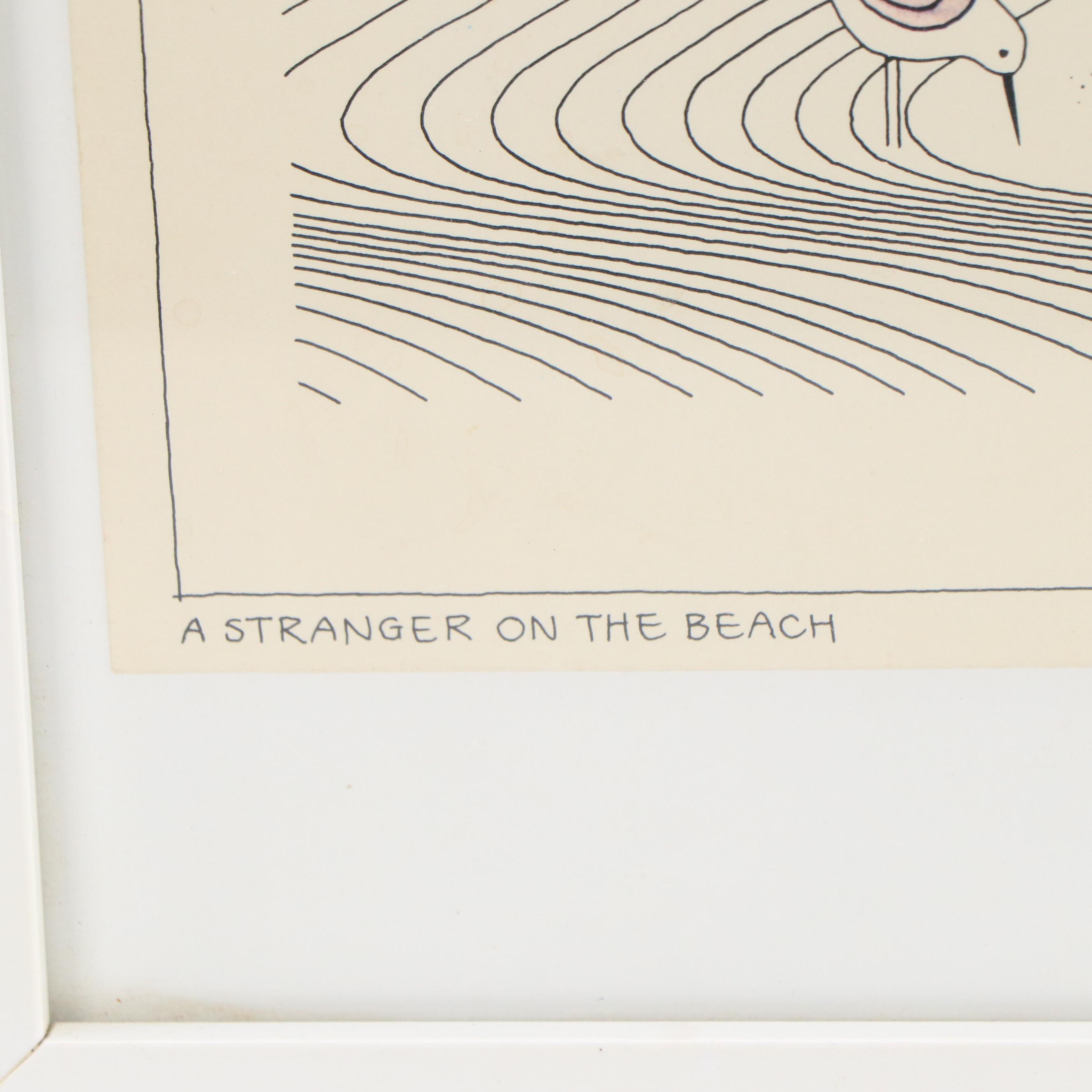 Ikki Matsumoto Offset Lithograph "A Stranger on the Beach"