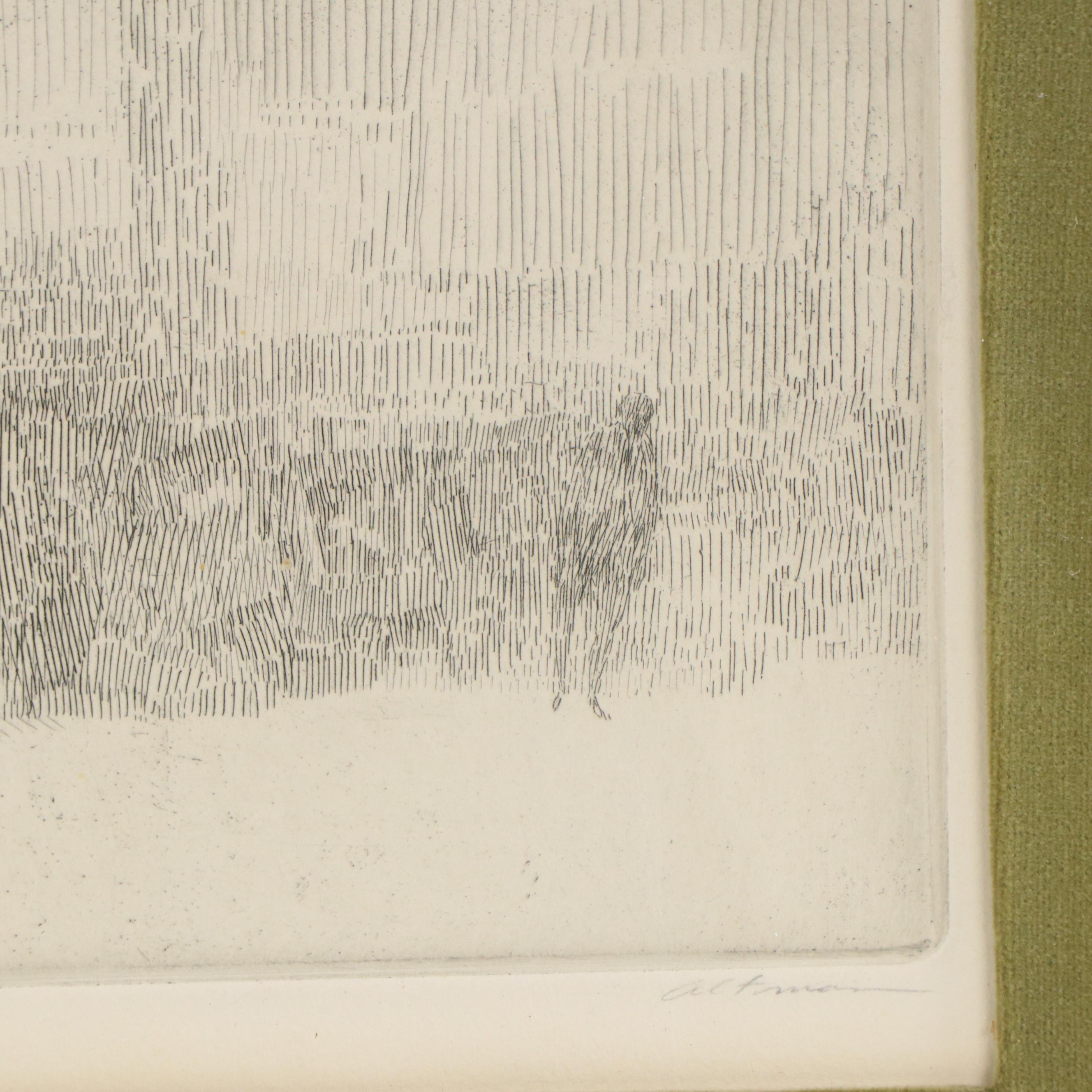 Harold Altman Etching "Conversation," Circa 1962