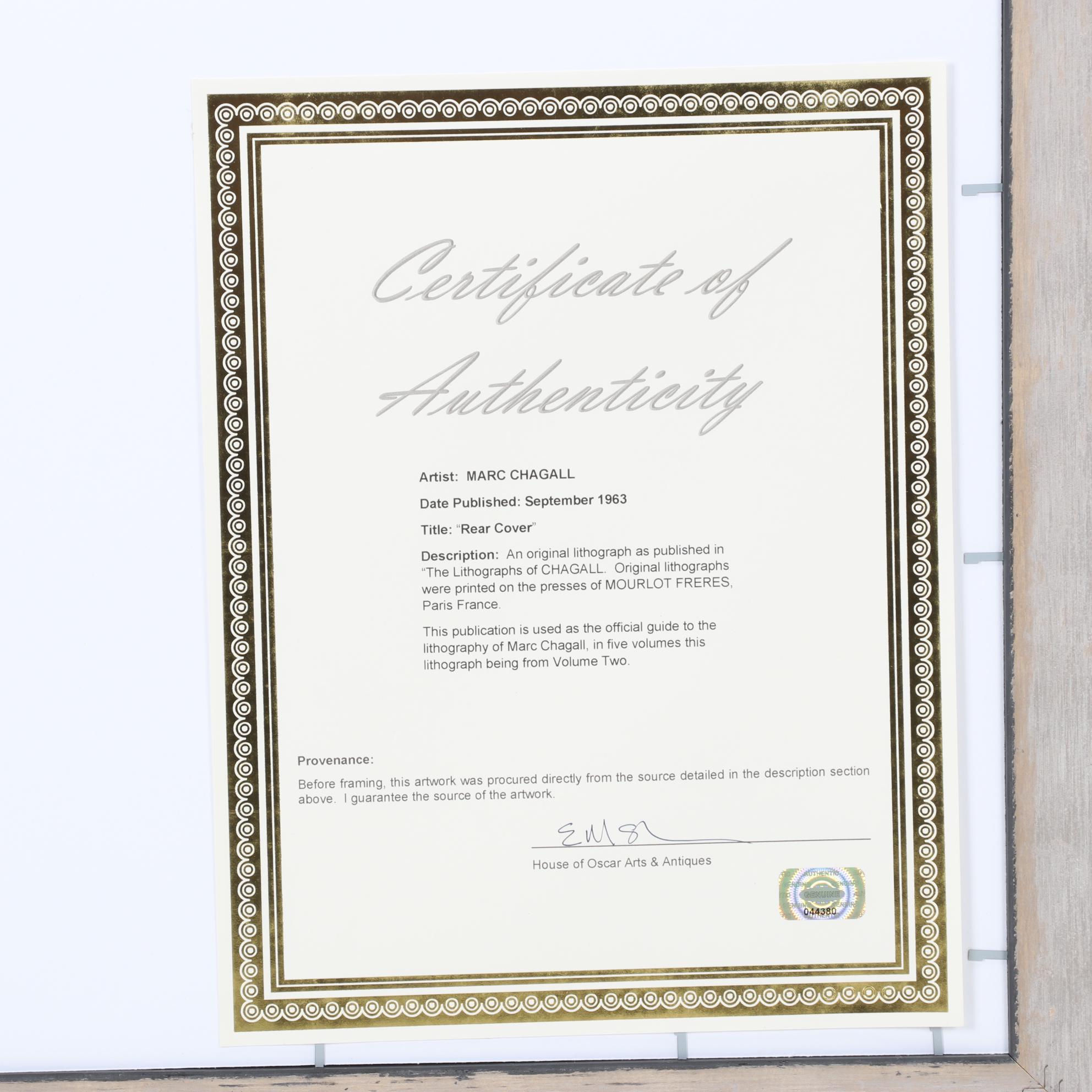 Marc Chagall Color Lithograph From "The Lithographs of Chagall Vol II," 1963