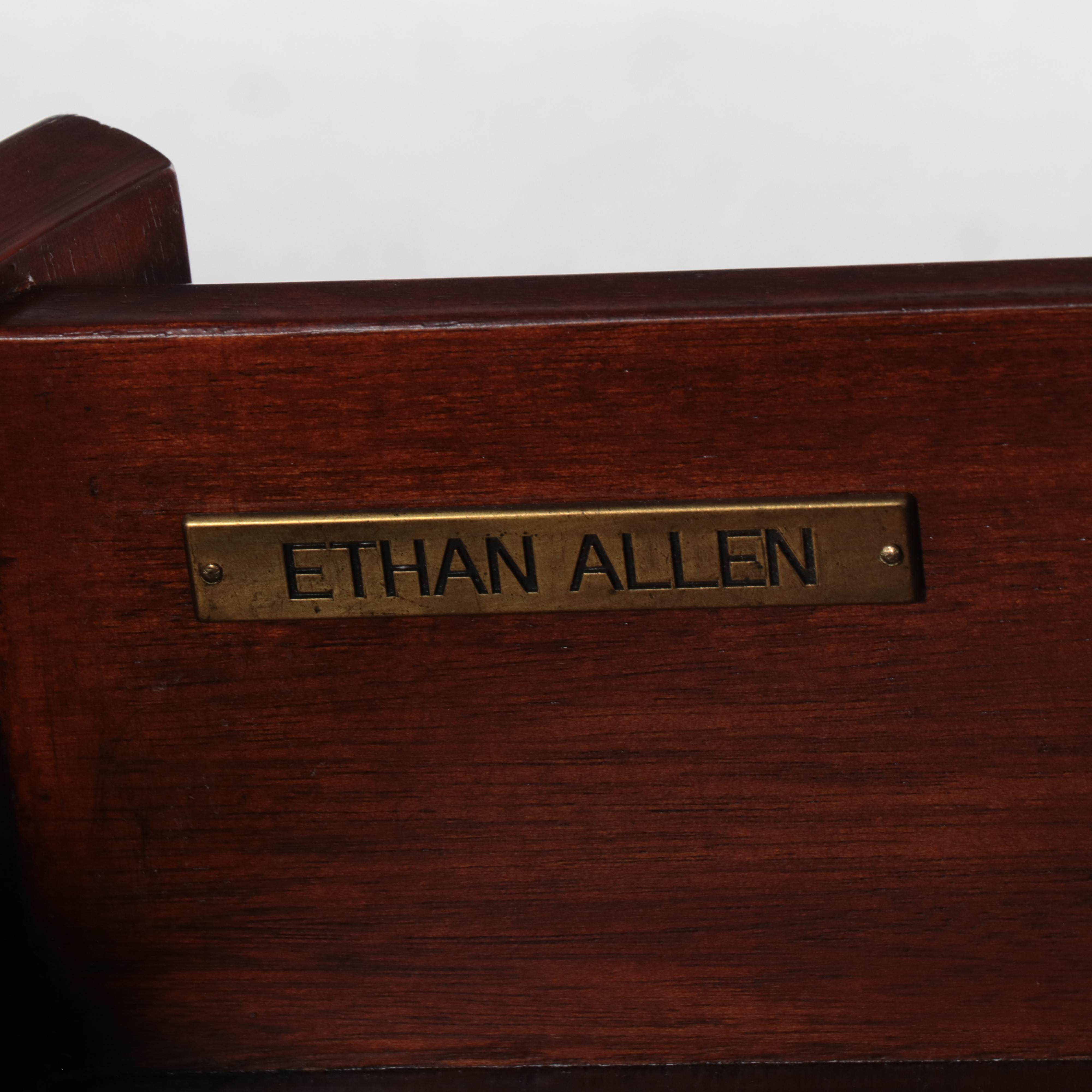 Ethan Allen Federal Style Mahogany and Crossbanded Two-Drawer Drum Side Table