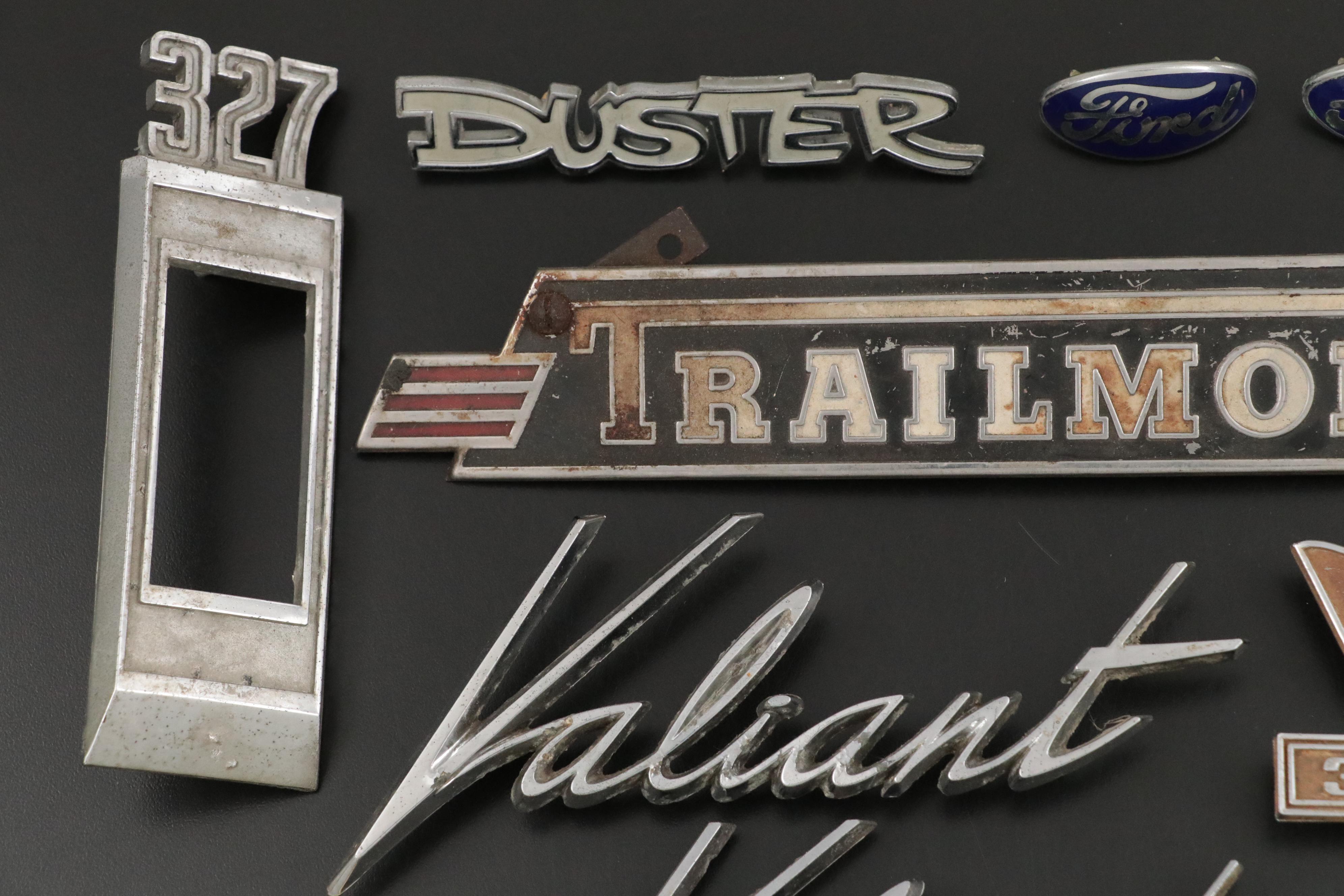 Ford, Chevrolet Corvette, Plymouth Valiant Metal Automotive Emblems