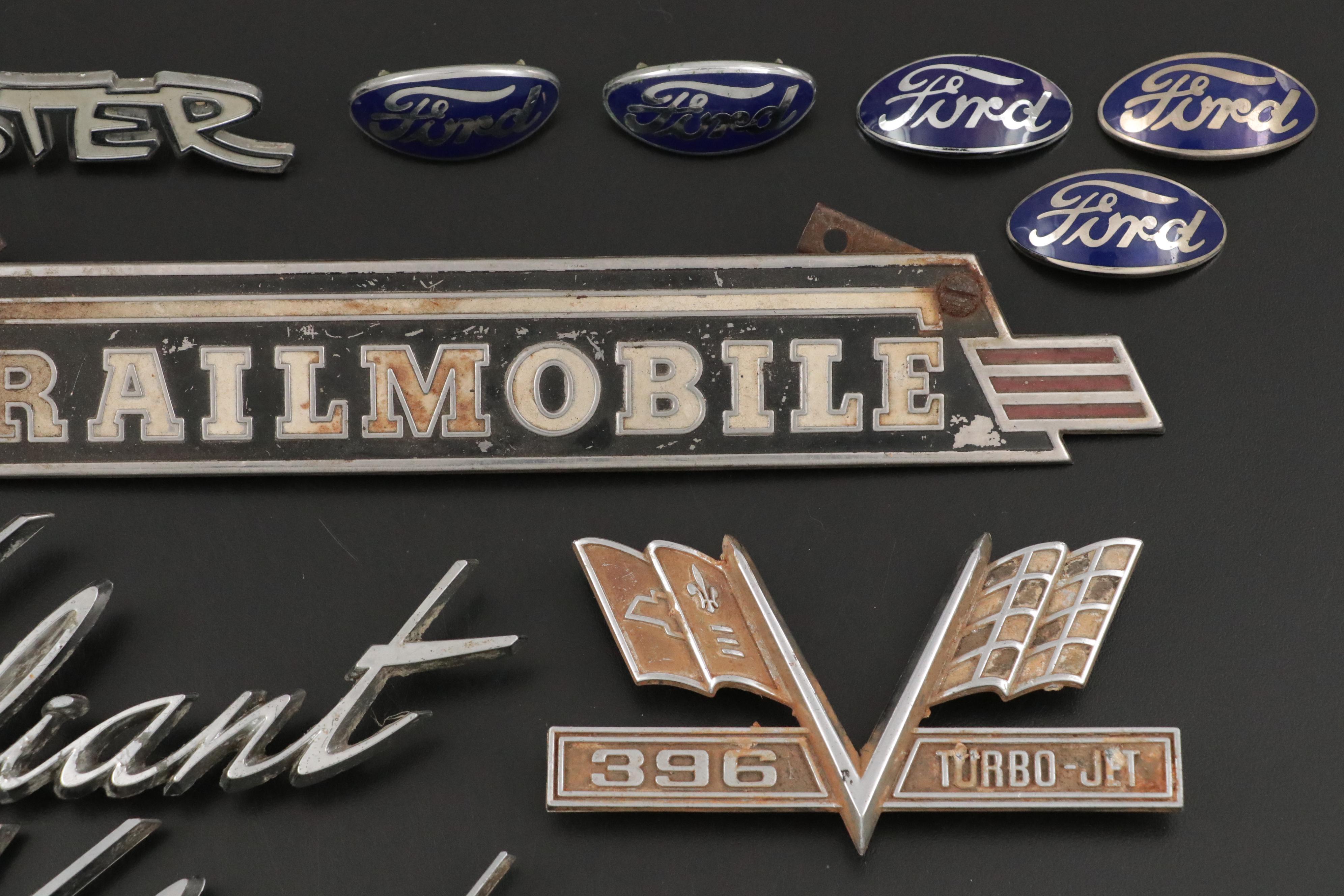 Ford, Chevrolet Corvette, Plymouth Valiant Metal Automotive Emblems