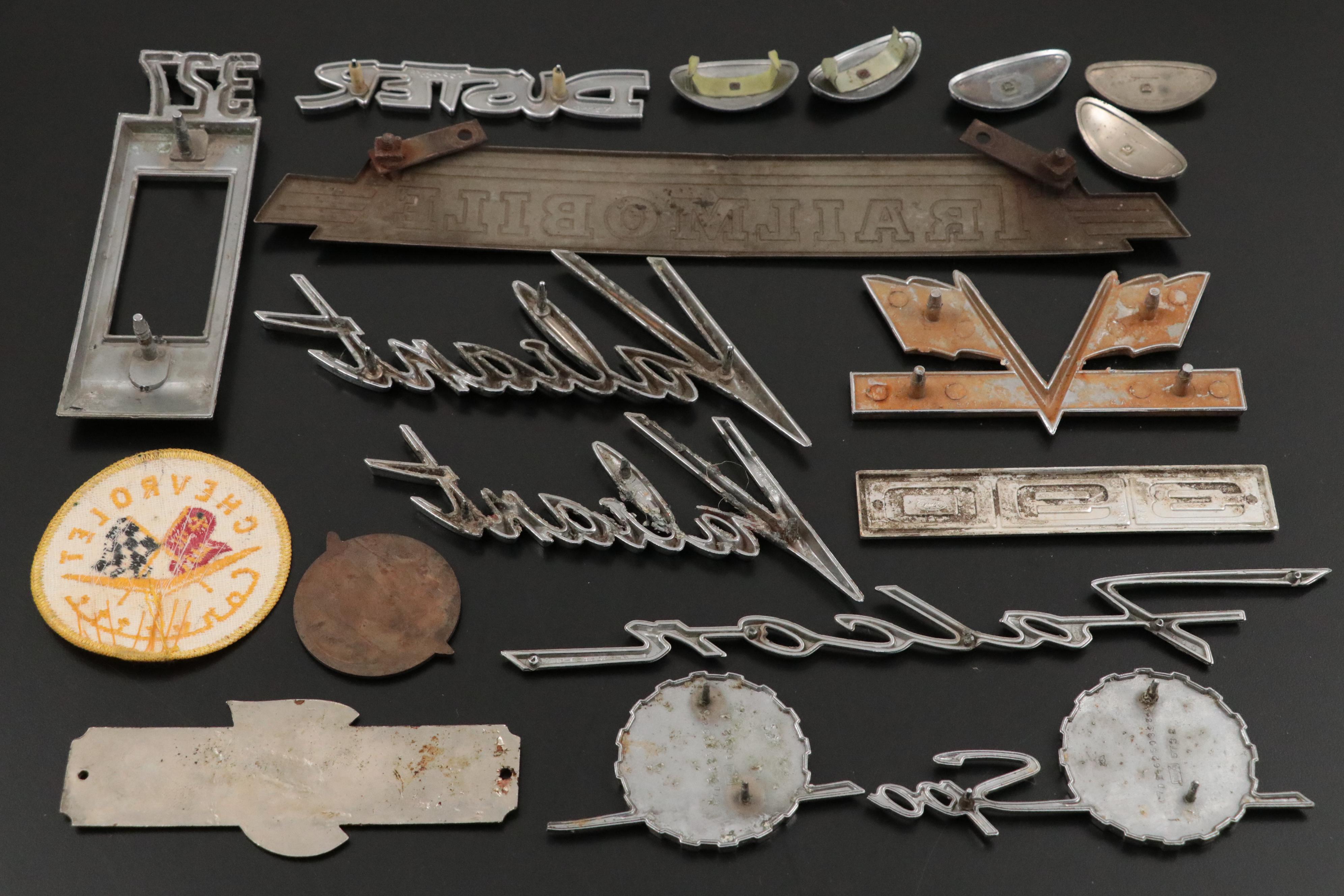 Ford, Chevrolet Corvette, Plymouth Valiant Metal Automotive Emblems