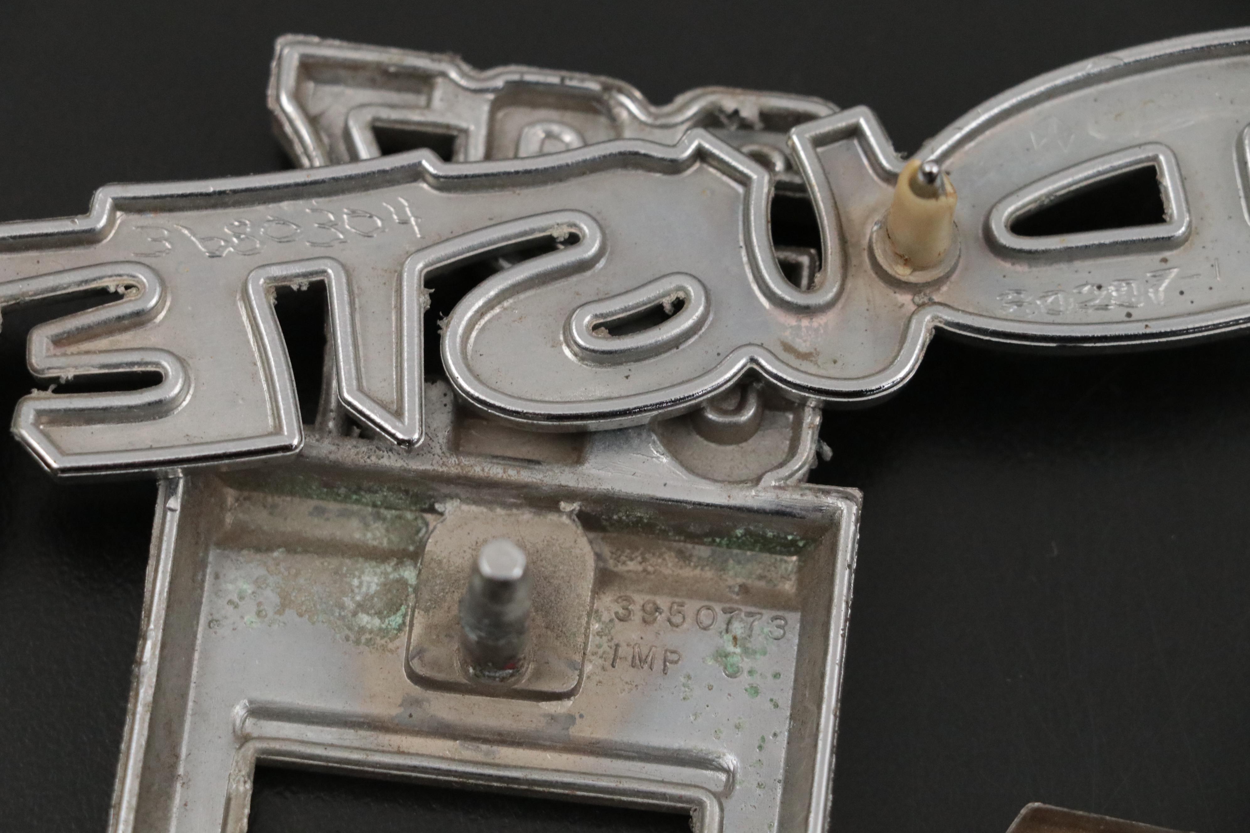 Ford, Chevrolet Corvette, Plymouth Valiant Metal Automotive Emblems