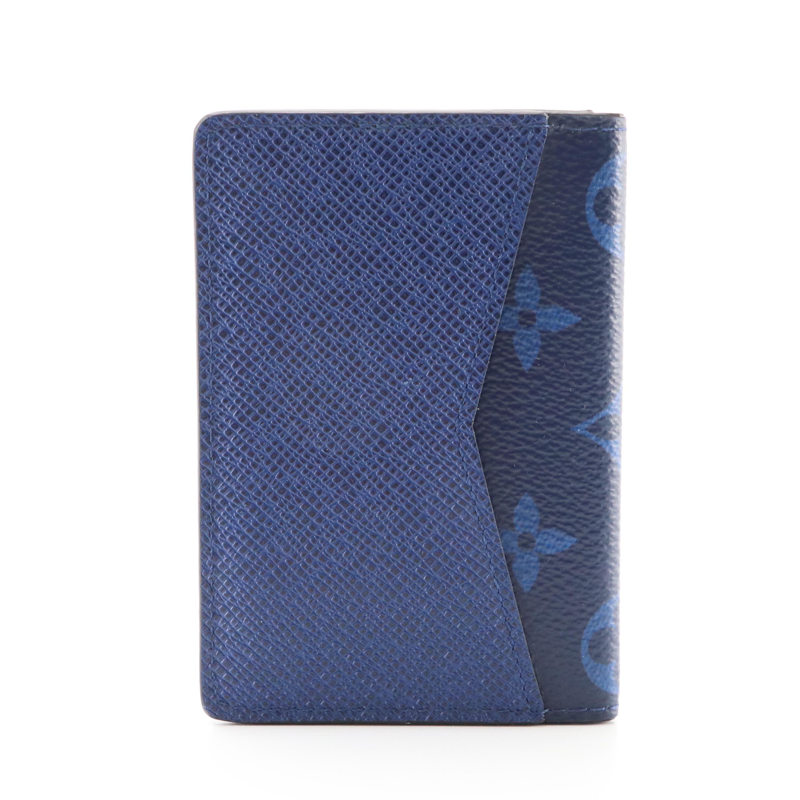 Louis Vuitton Pocket Organizer Wallet in Cobalt Blue Monogram Canvas and Leather