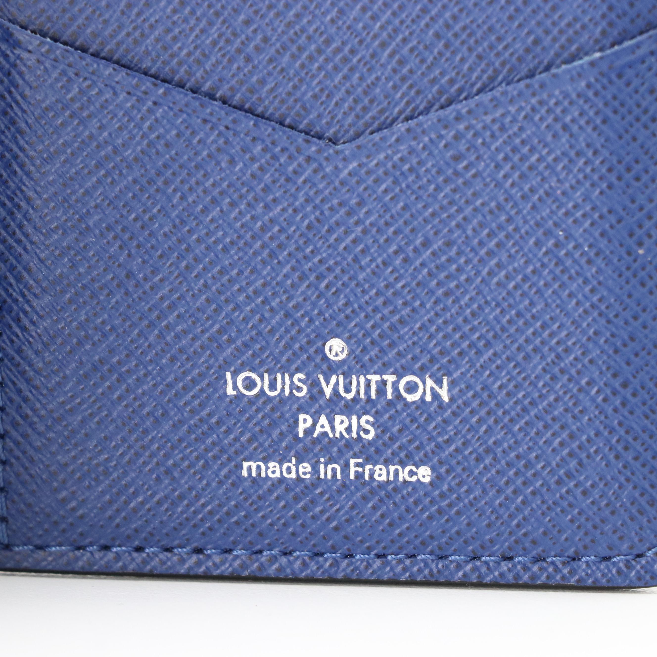 Louis Vuitton Pocket Organizer Wallet in Cobalt Blue Monogram Canvas and Leather