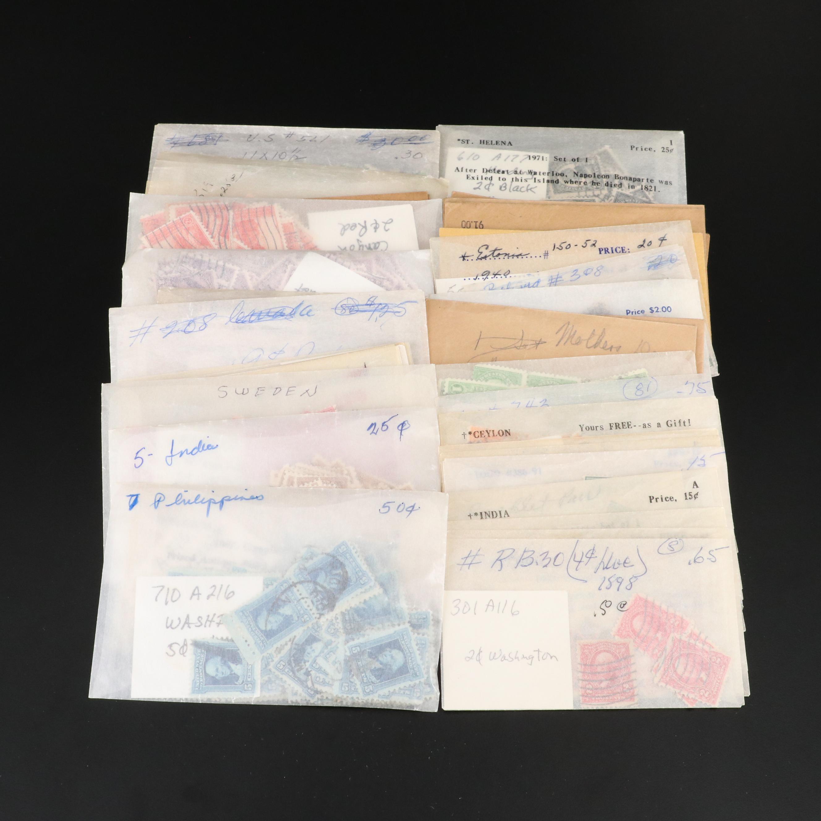 Collection of 175 Envelopes With Cancelled Mostly U.S. Stamps