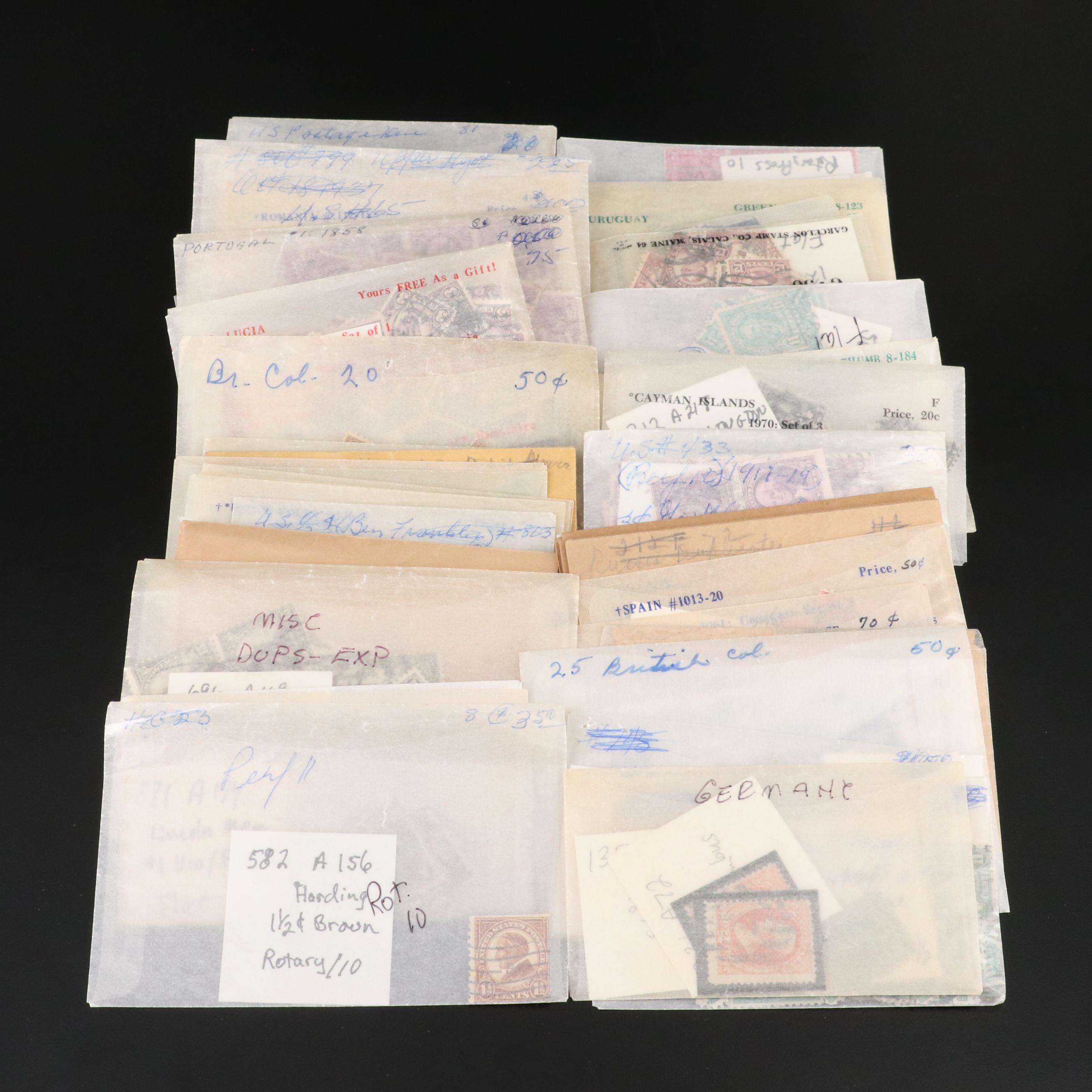 Collection of 175 Envelopes With Cancelled Mostly U.S. Stamps