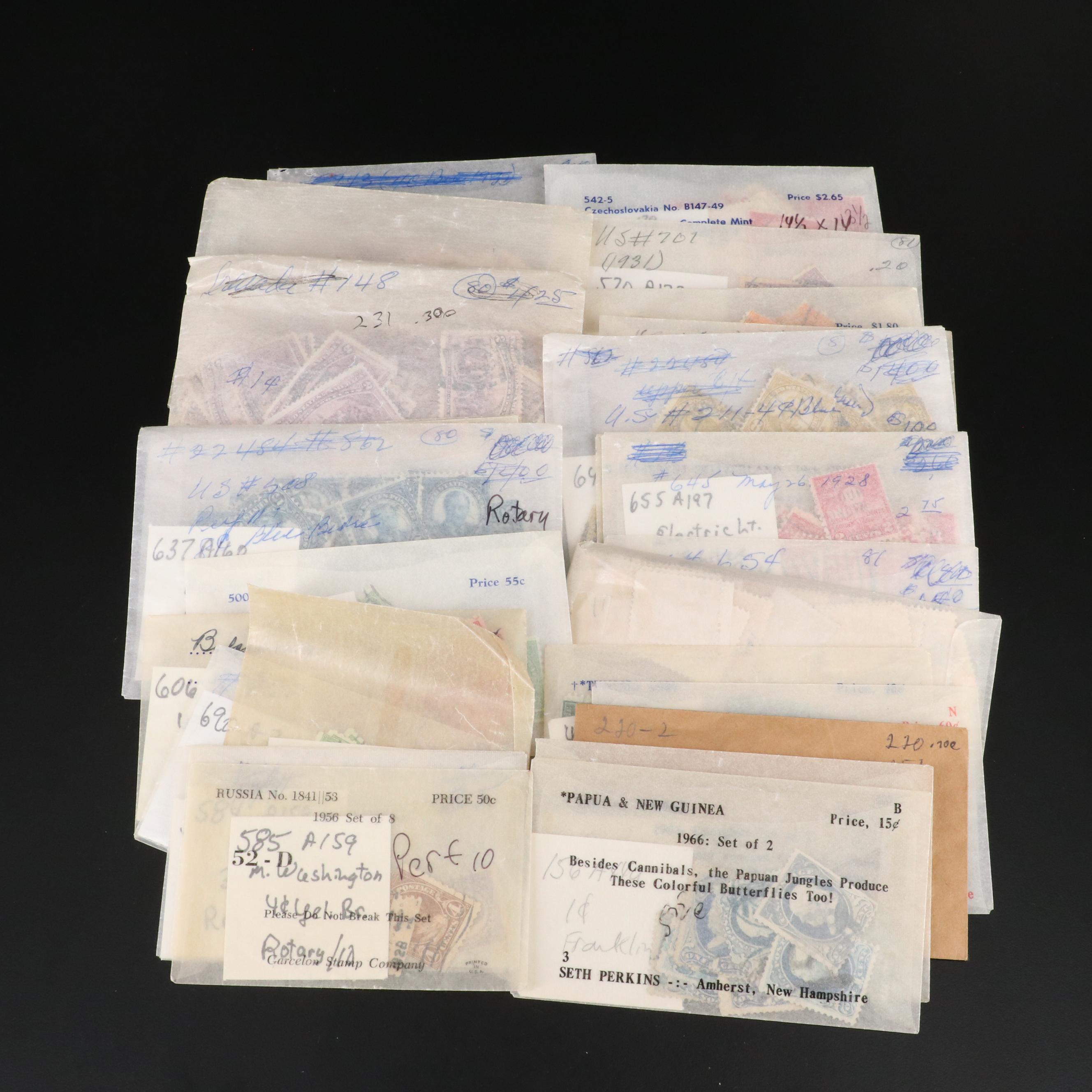 Collection of 175 Envelopes With Cancelled Mostly U.S. Stamps