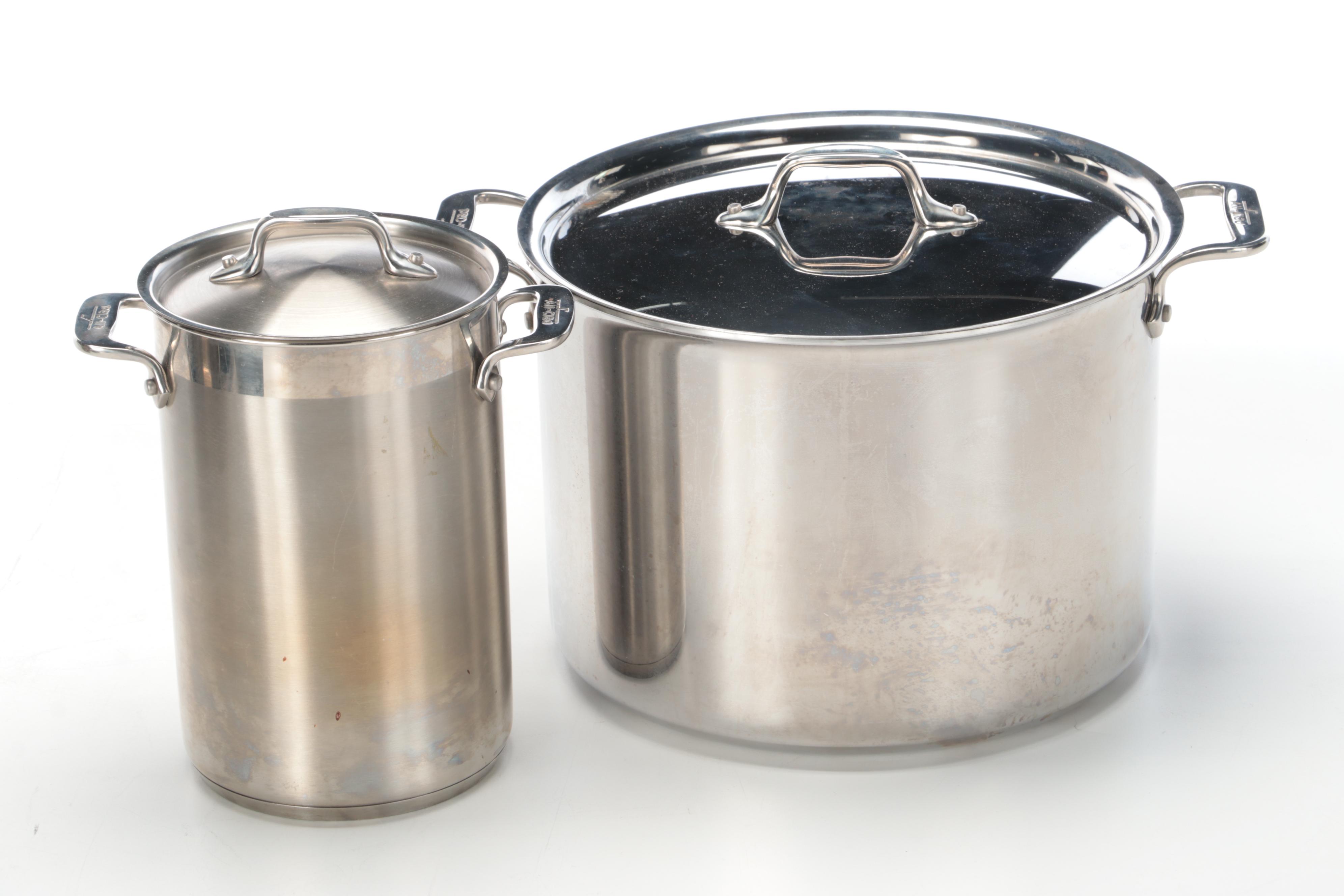 All-Clad Pots and Pans with Asparagus and Other Steamer Inserts