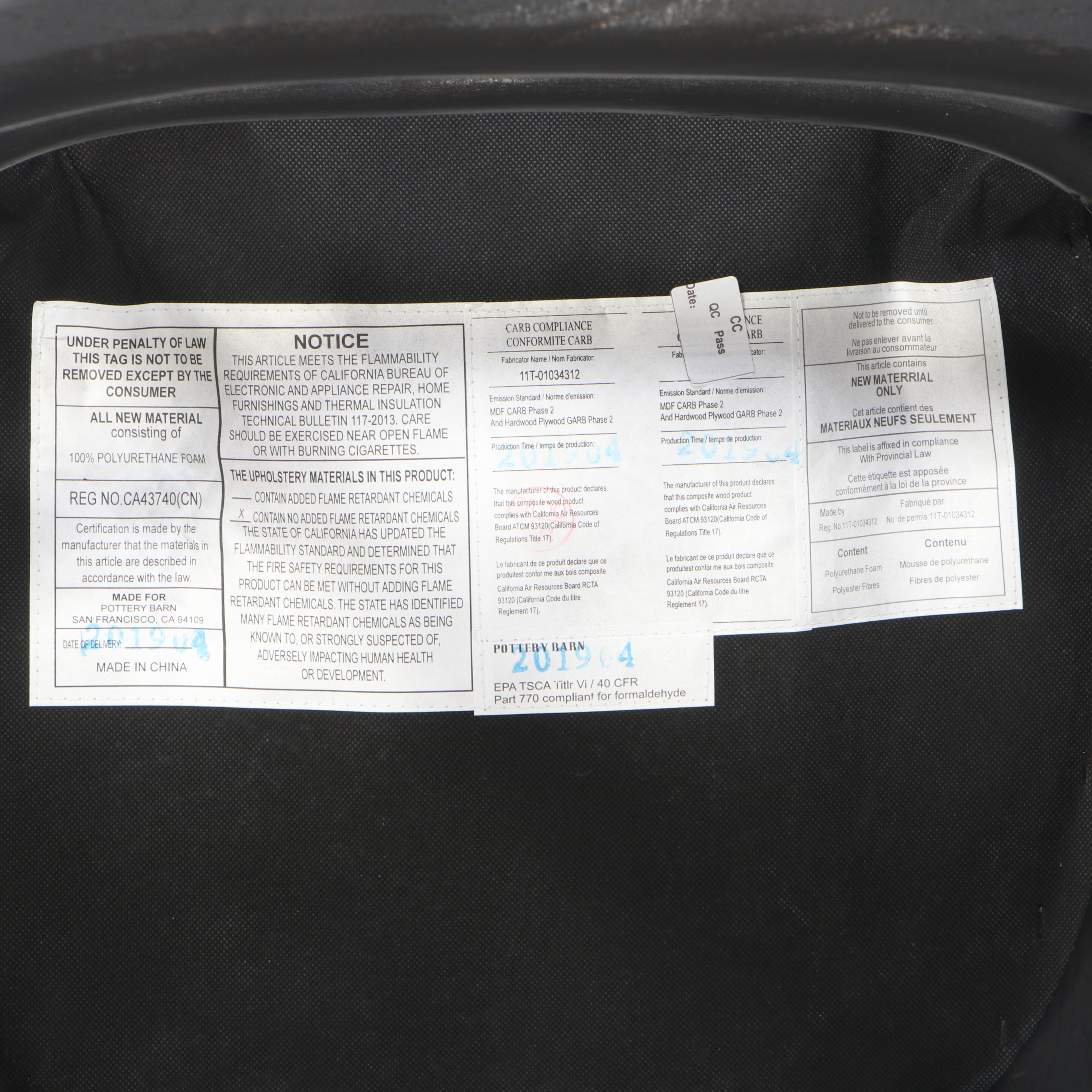 Four Pottery Barn "Lucas" Ebonized Elm and Leather Counter Stools