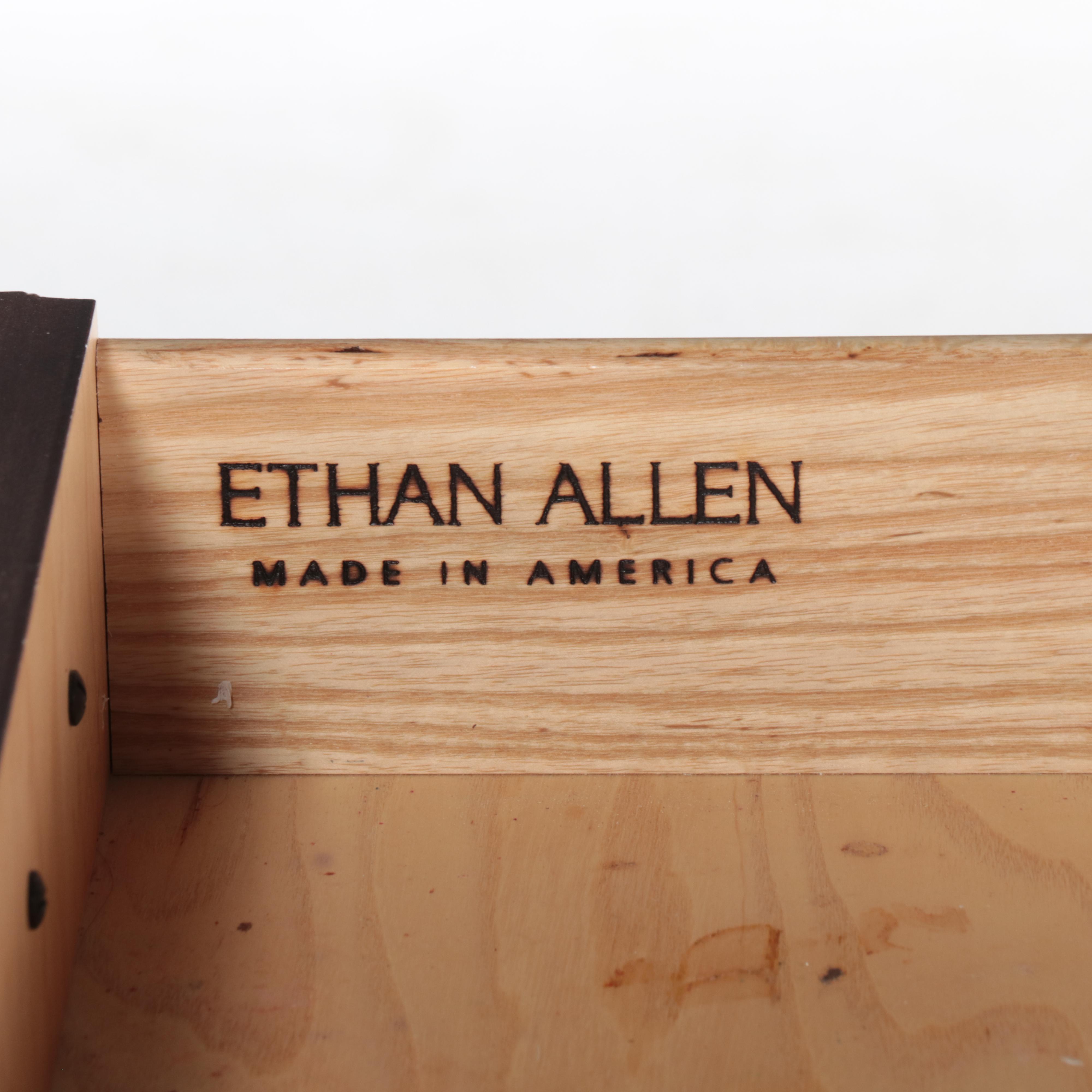 Pair of Ethan Allen "Newport" Federal Style Mahogany Two-Drawer Nightstands