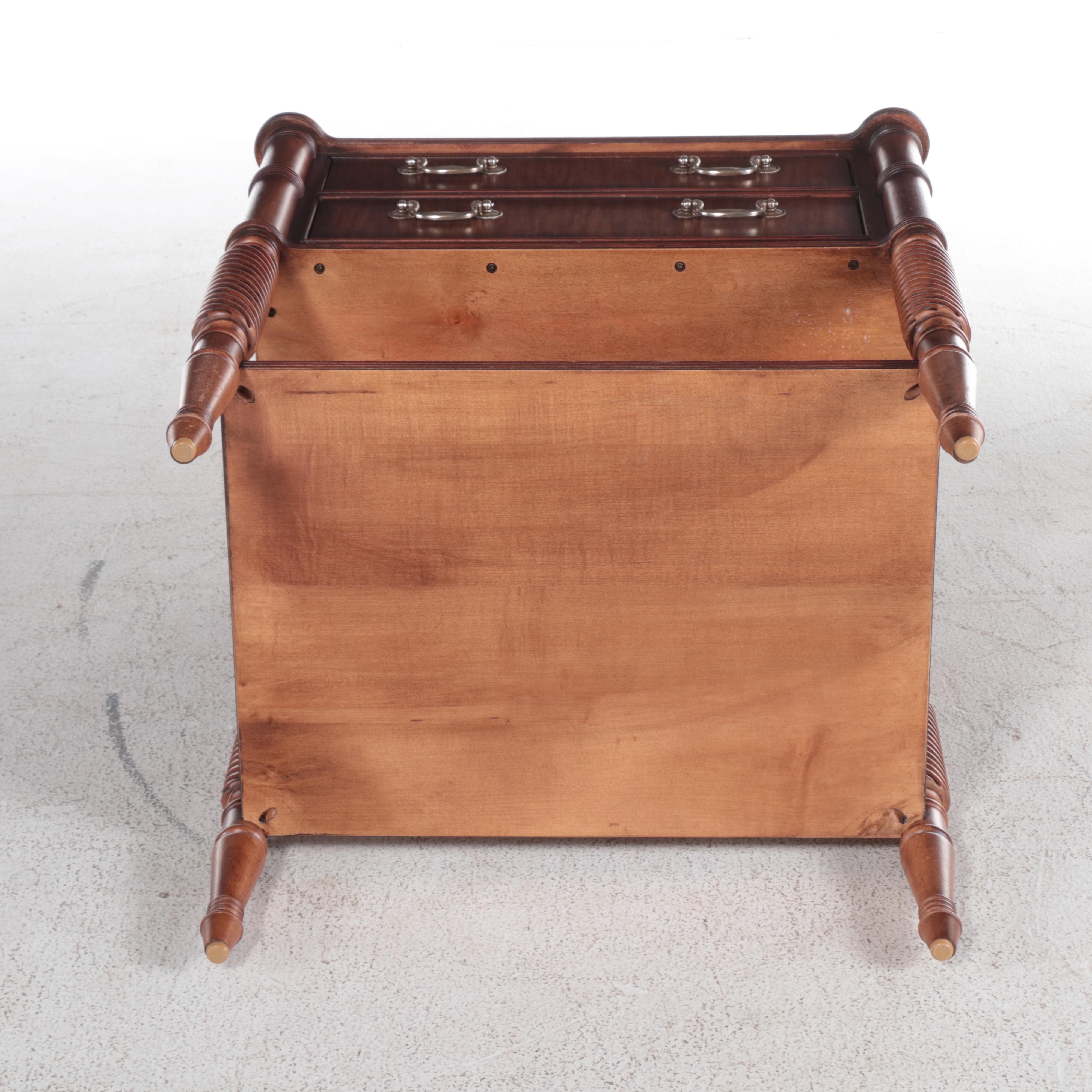 Pair of Ethan Allen "Newport" Federal Style Mahogany Two-Drawer Nightstands