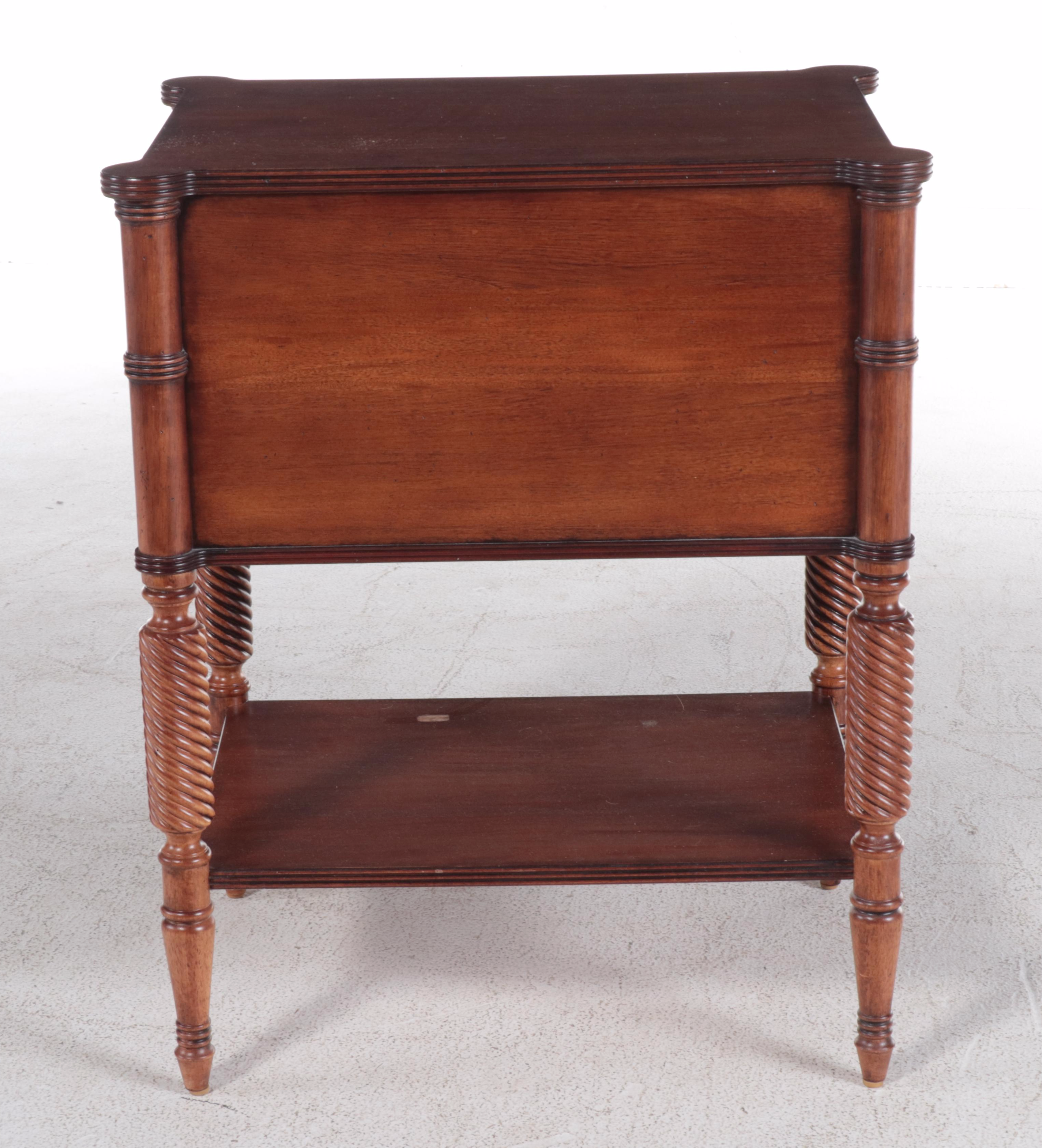 Pair of Ethan Allen "Newport" Federal Style Mahogany Two-Drawer Nightstands