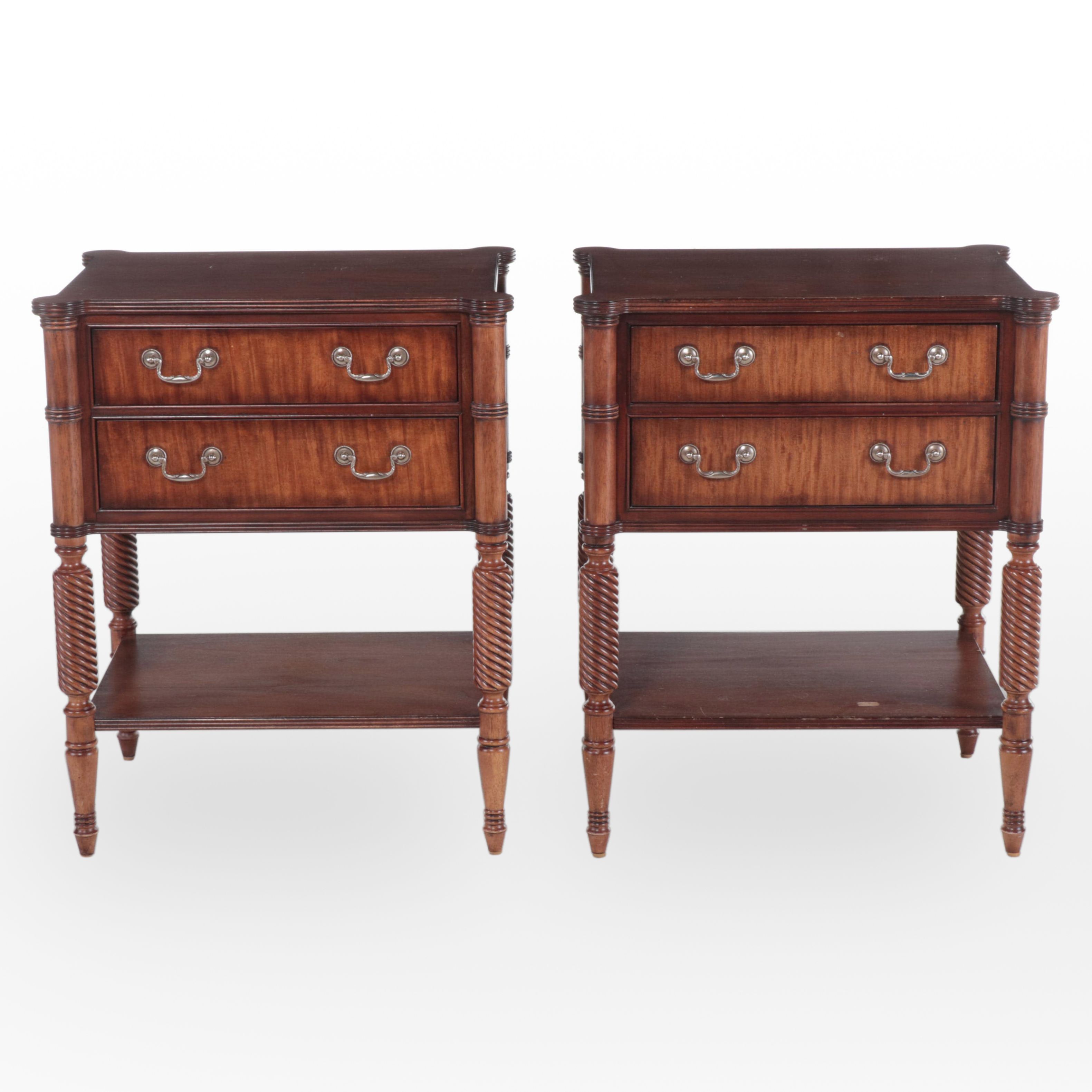 Pair of Ethan Allen "Newport" Federal Style Mahogany TwoDrawer Nightstands Everything But The