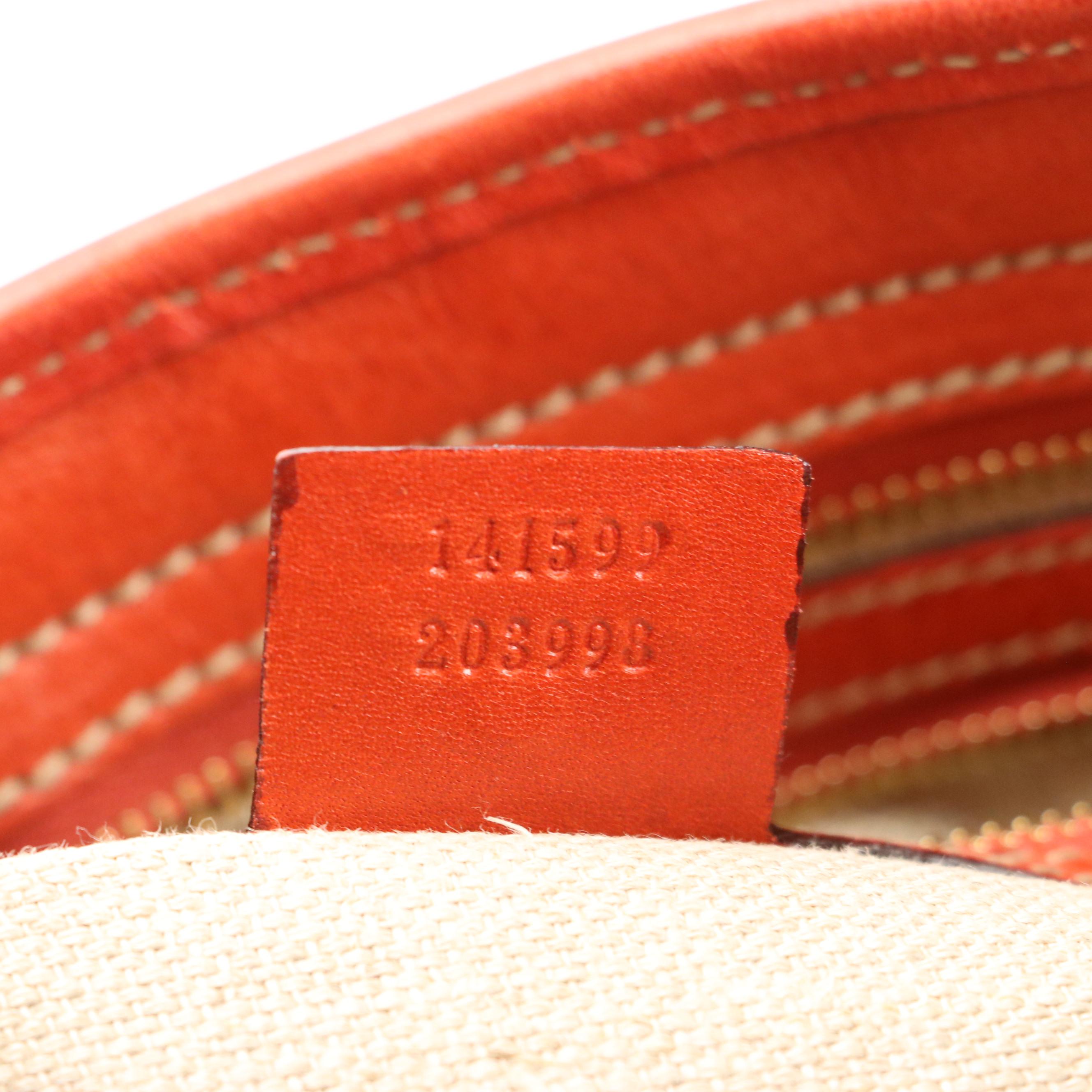 Gucci Pelham Hobo Bag in Beige Canvas and Burnt Orange Leather Trim