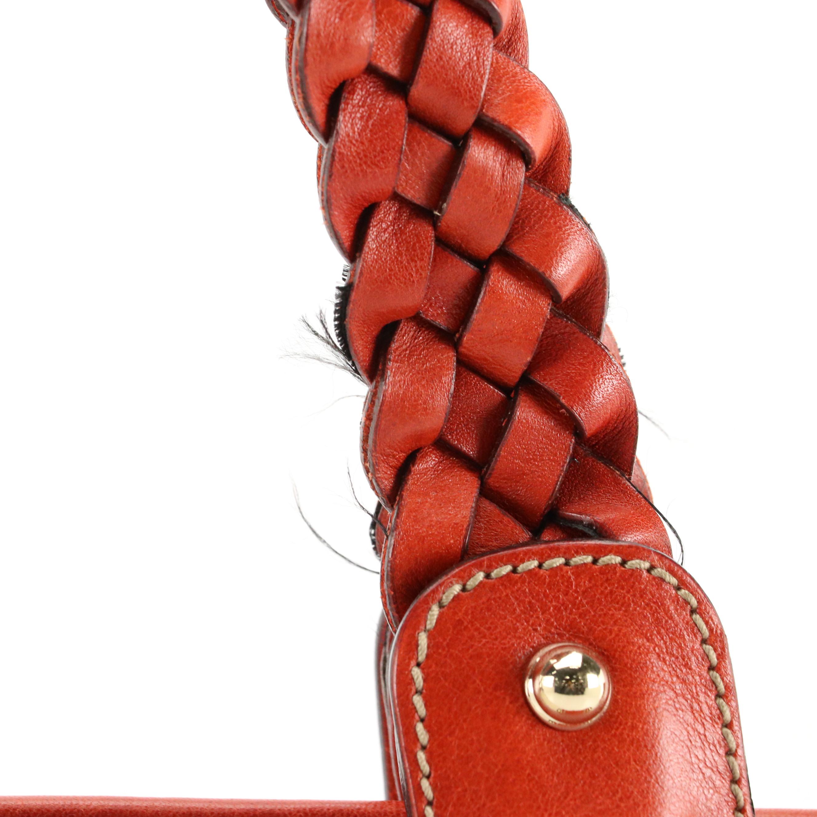 Gucci Pelham Hobo Bag in Beige Canvas and Burnt Orange Leather Trim