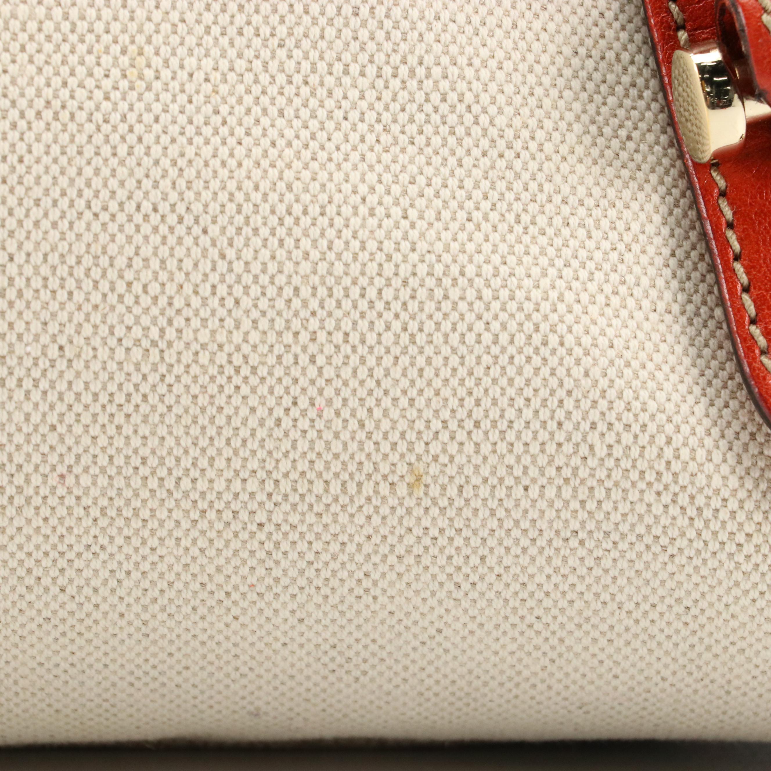 Gucci Pelham Hobo Bag in Beige Canvas and Burnt Orange Leather Trim