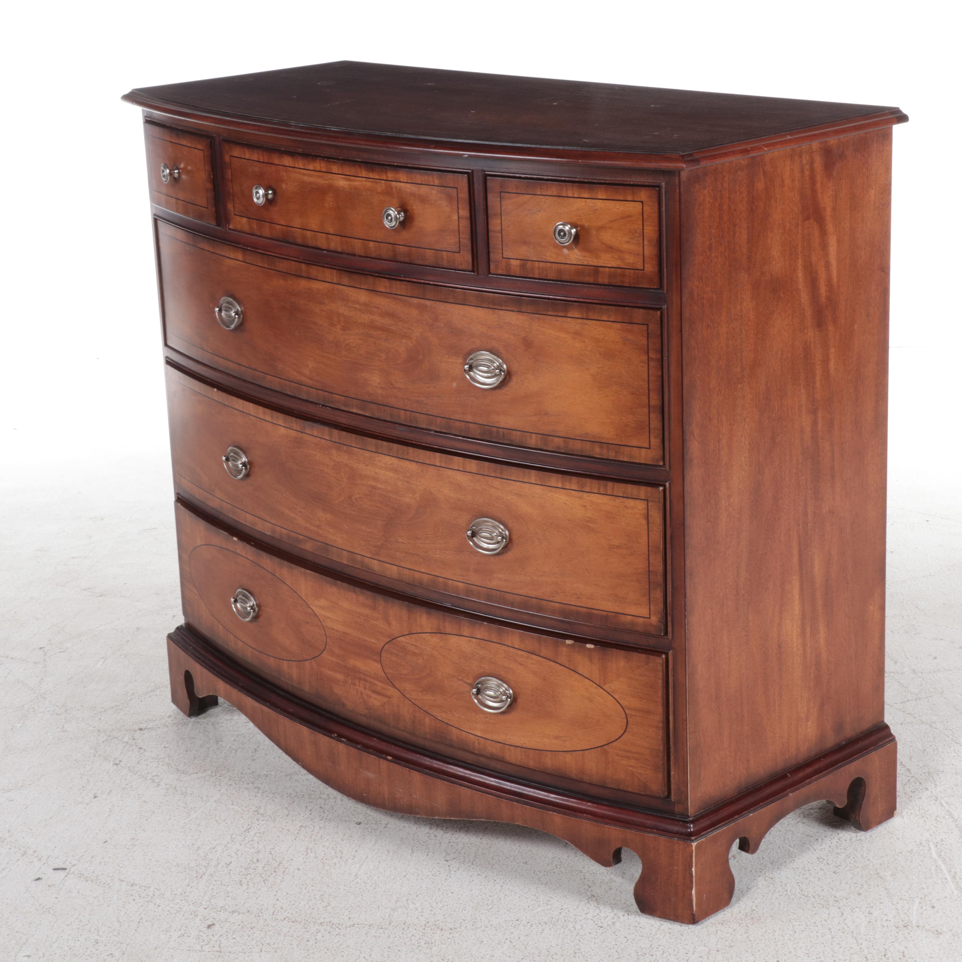 Ethan Allen "Newport" Federal Style Mahogany and Crossbanded Bowfront Chest