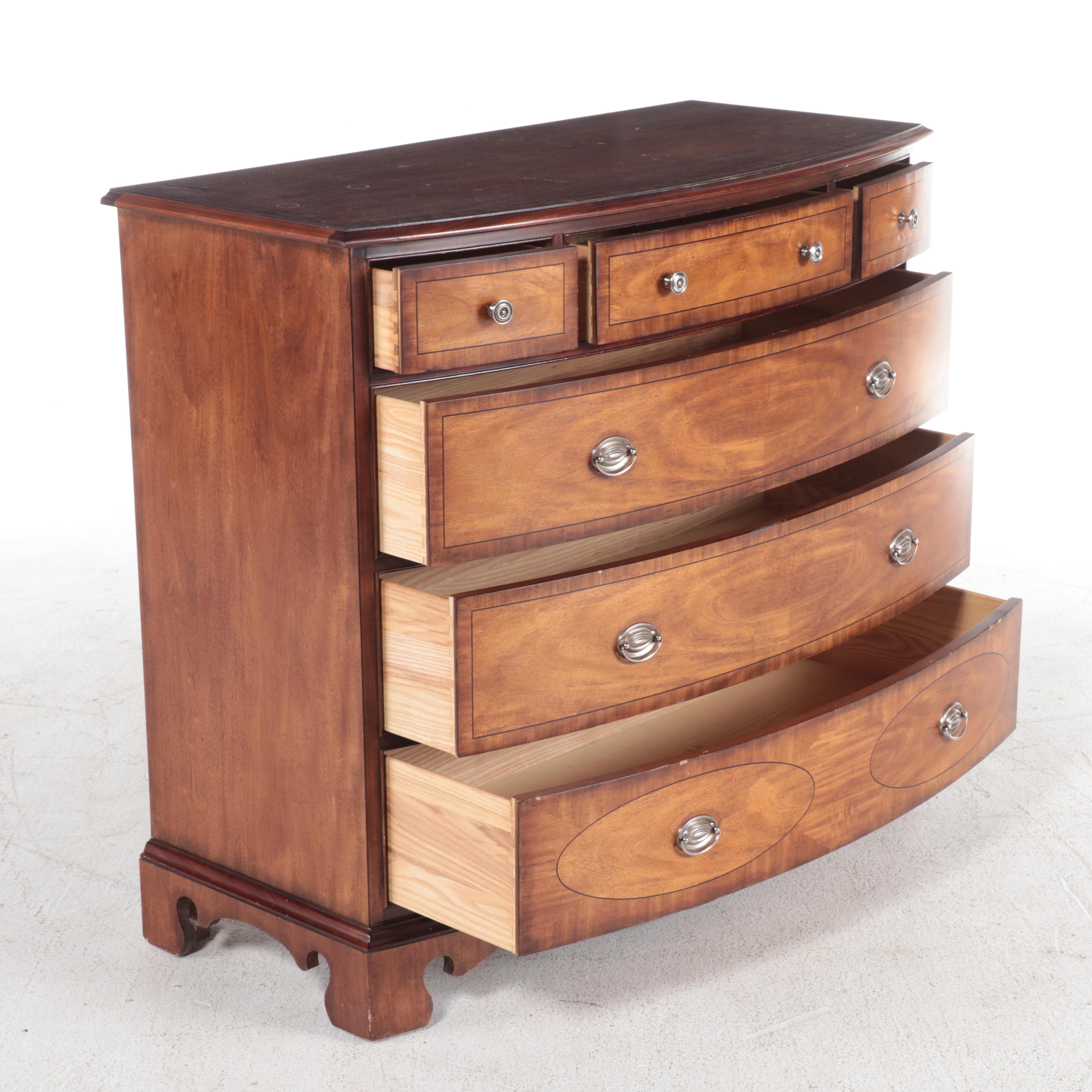 Ethan Allen "Newport" Federal Style Mahogany and Crossbanded Bowfront Chest