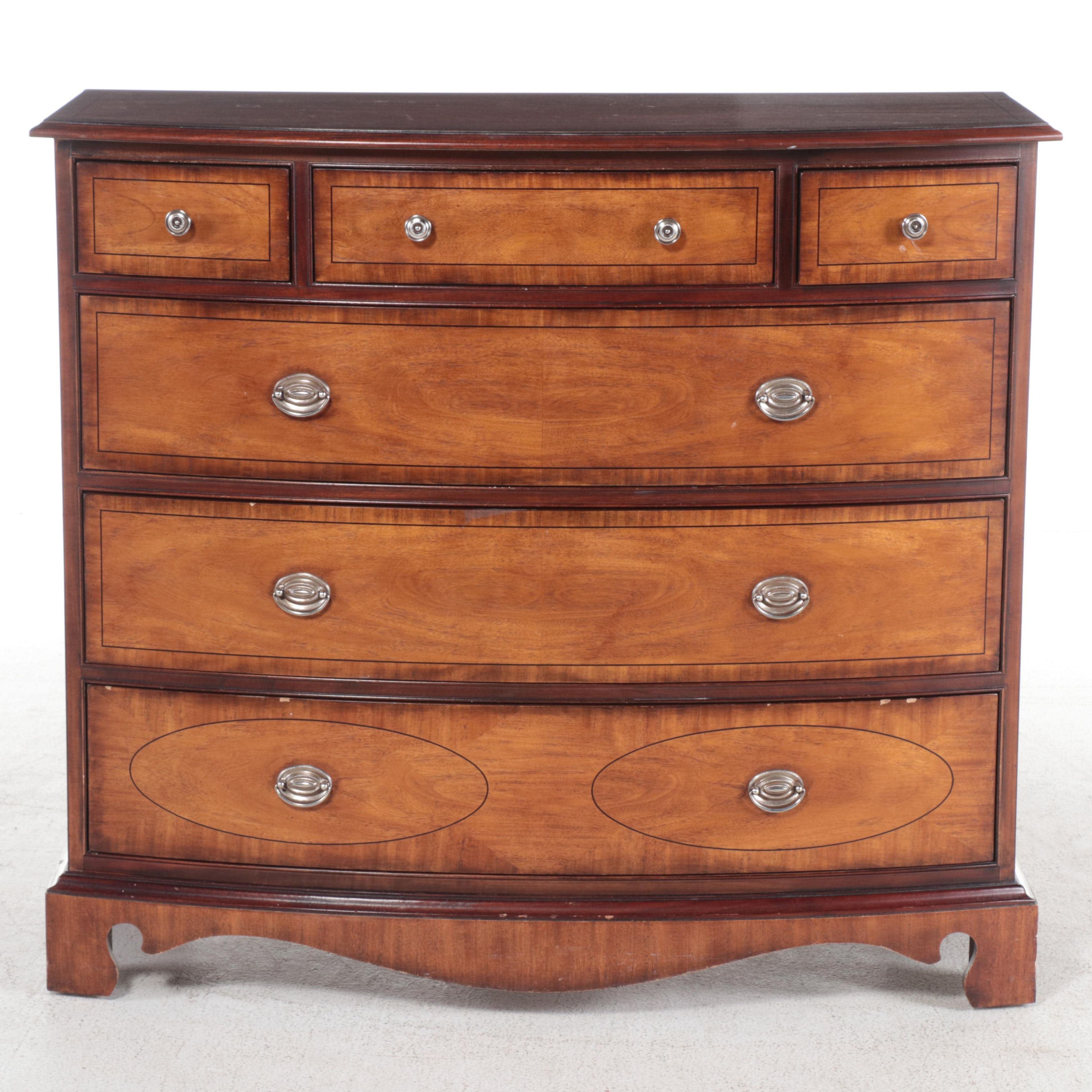 Ethan Allen "Newport" Federal Style Mahogany and Crossbanded Bowfront Chest