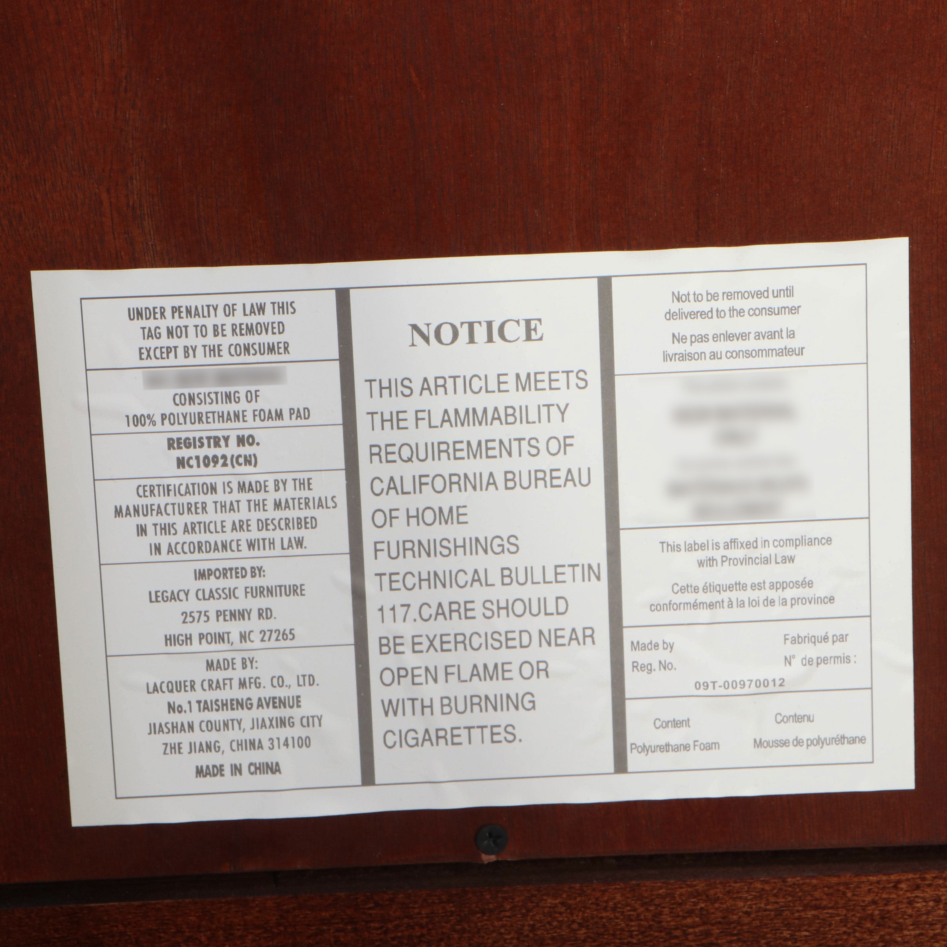 Lacquer Craft Mfg. Co. Louis Philippe Style King Size Sleigh Bed Frame