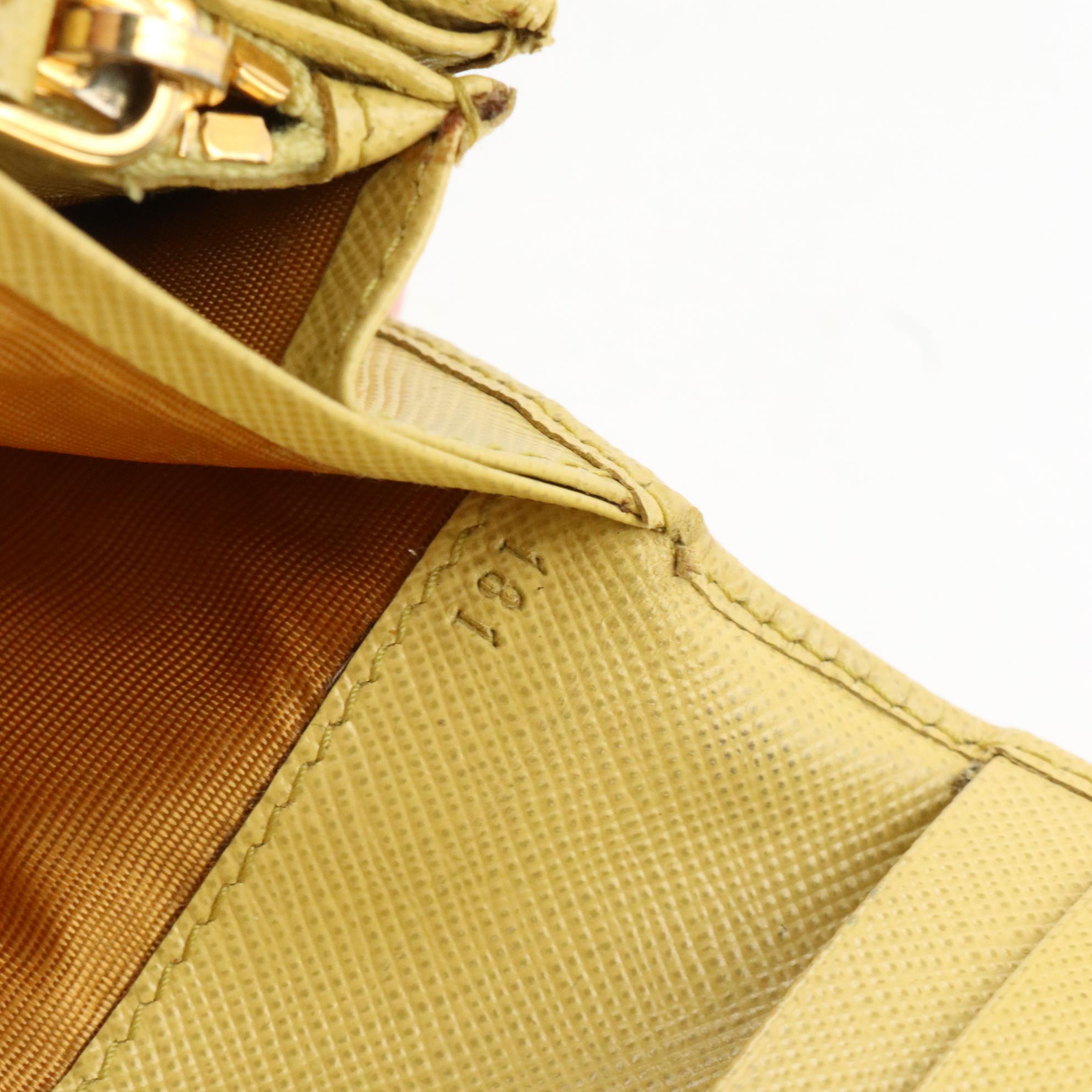 Prada Bifold Long Wallet in Muted Yellow Saffiano Leather