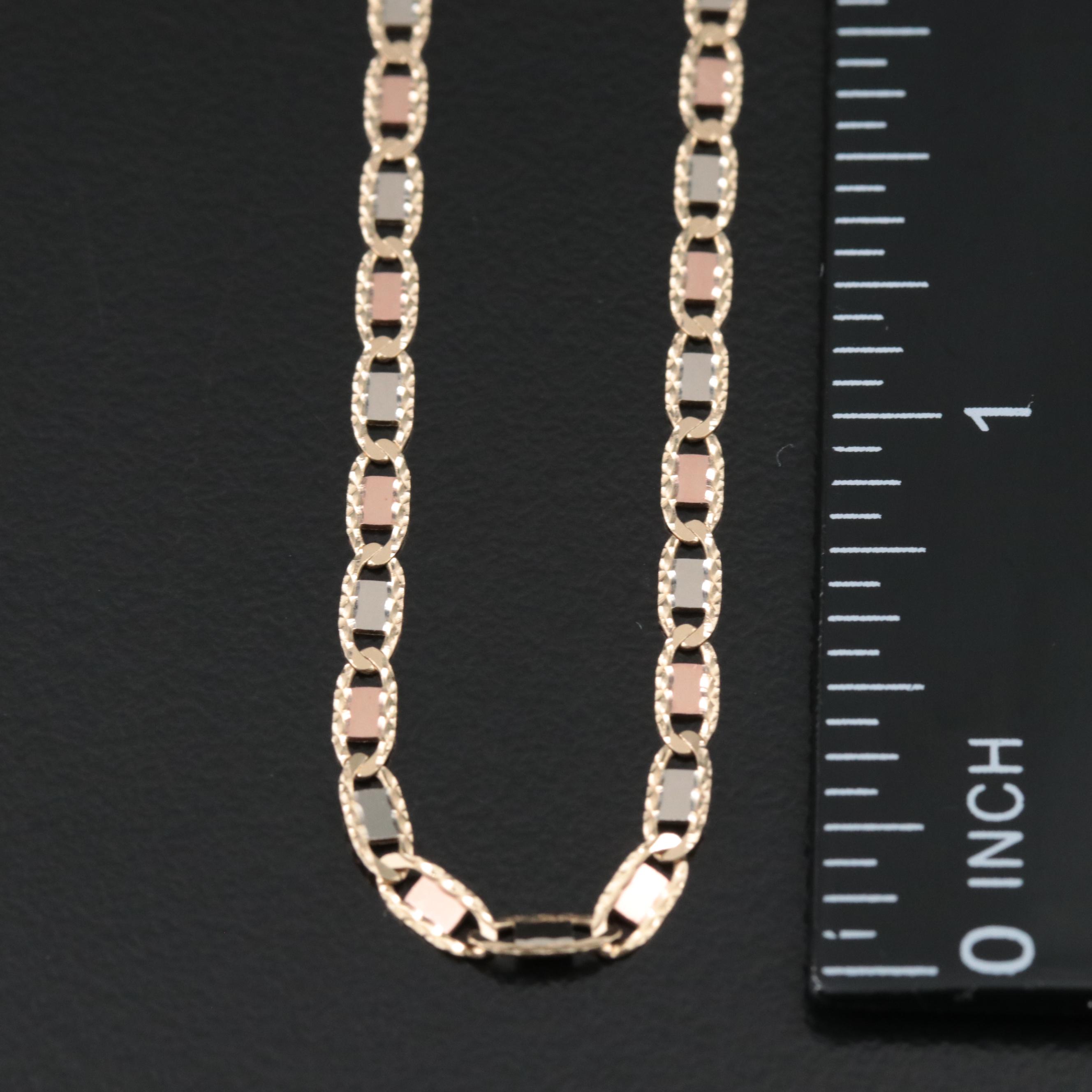 14K Tri-Color Fancy Mariner Chain Necklace