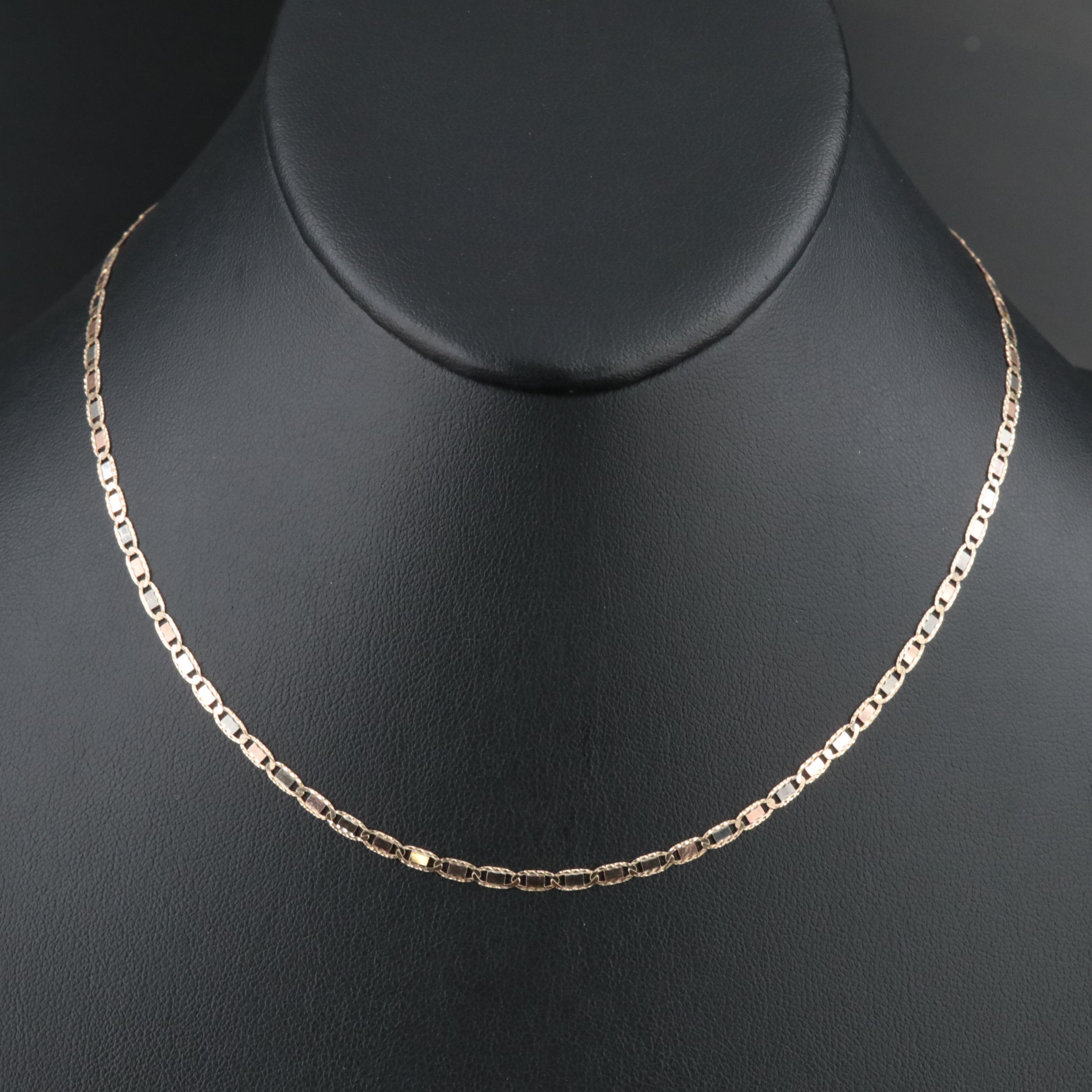14K Tri-Color Fancy Mariner Chain Necklace