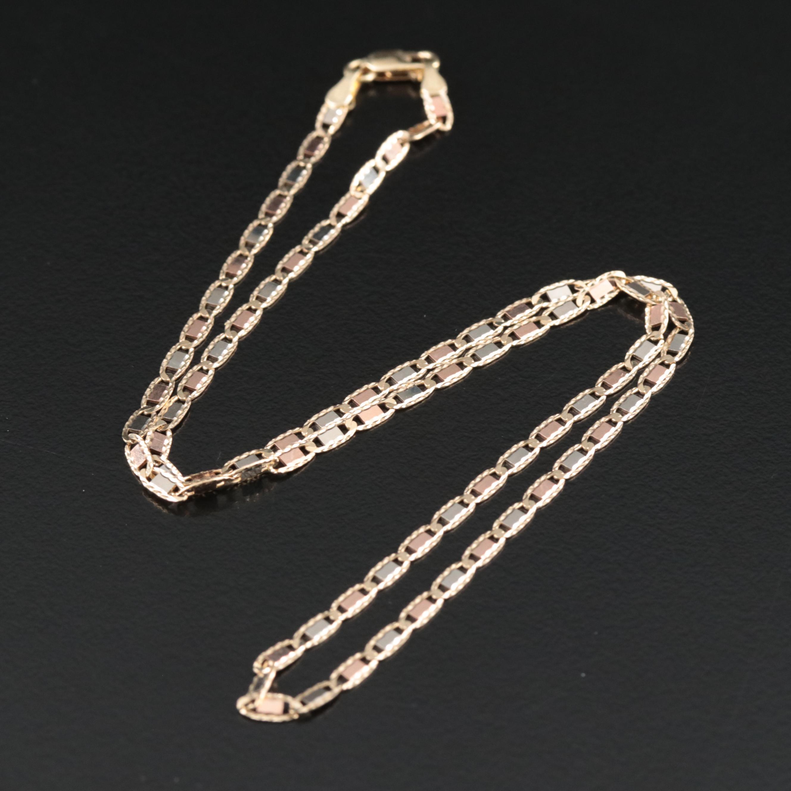 14K Tri-Color Fancy Mariner Chain Necklace