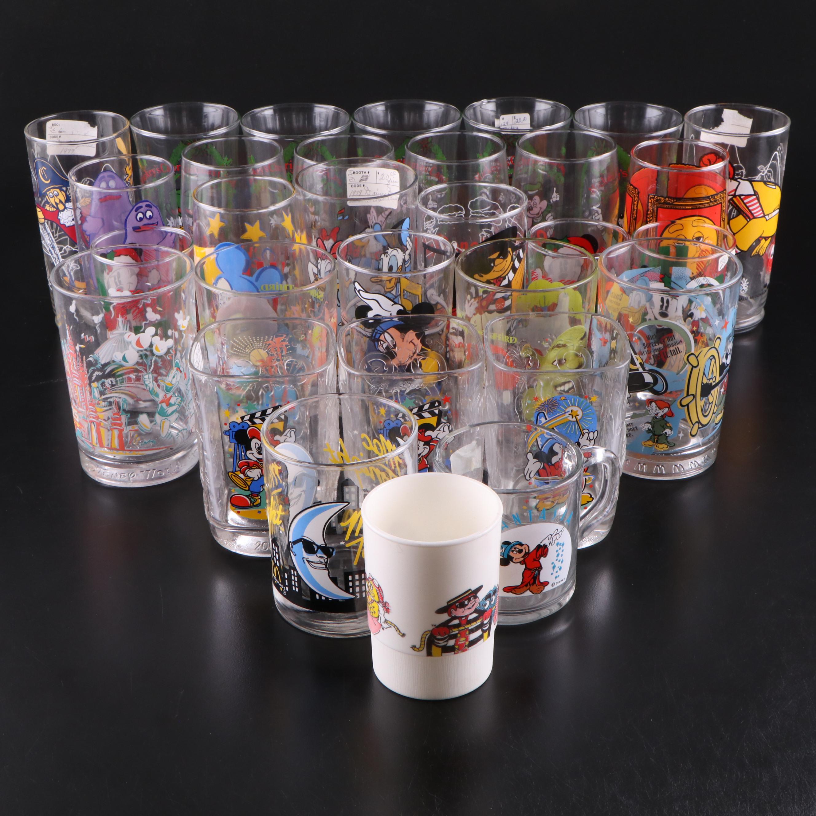 Burger King, McDonald's, and Disney Themed Glassware, Late 20th C.