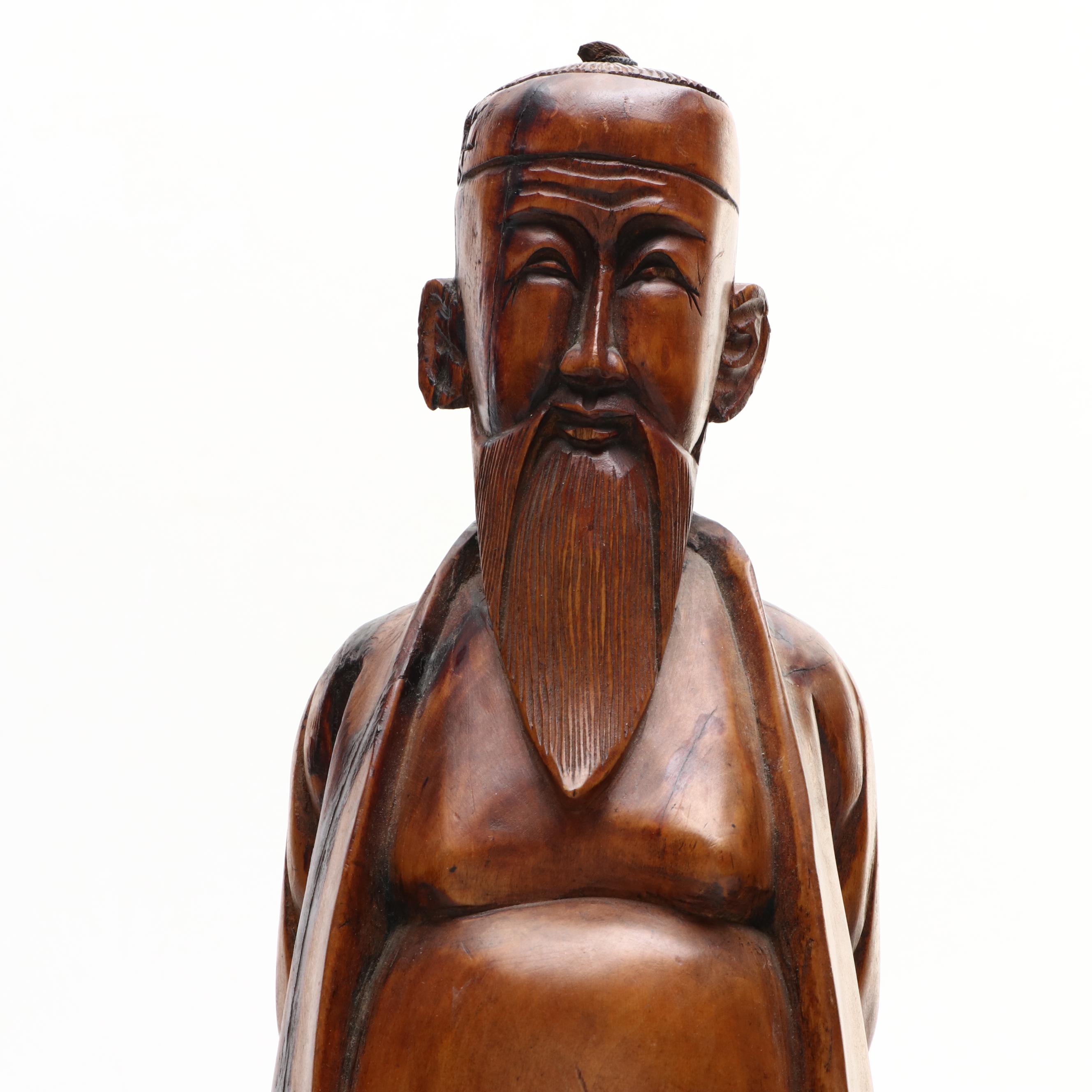 Chinese Carved Wood Figurine, 20th Century
