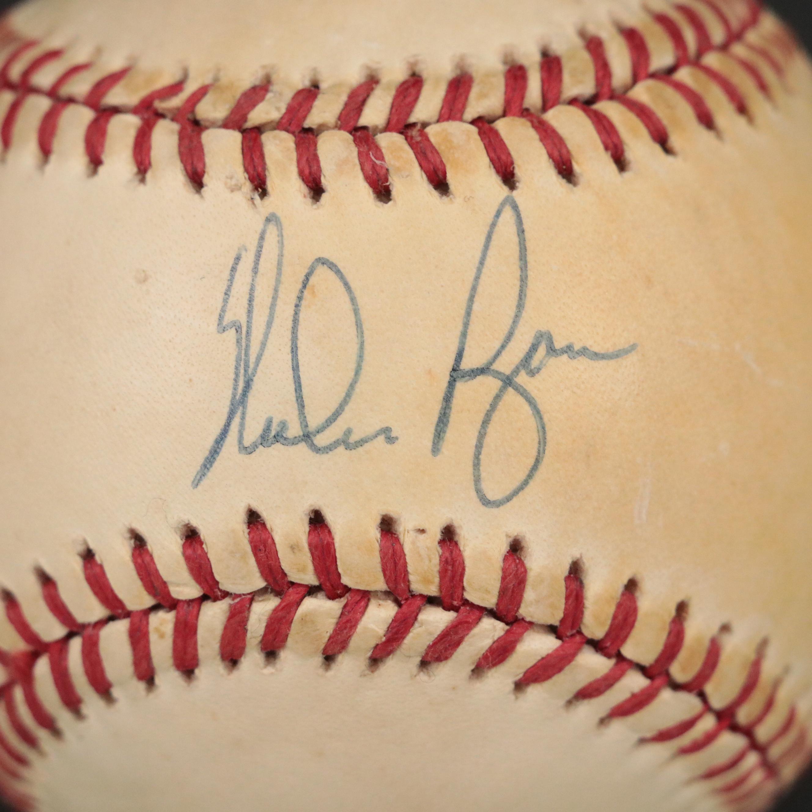 Nolan Ryan and John Smoltz Signed Baseballs with Displays