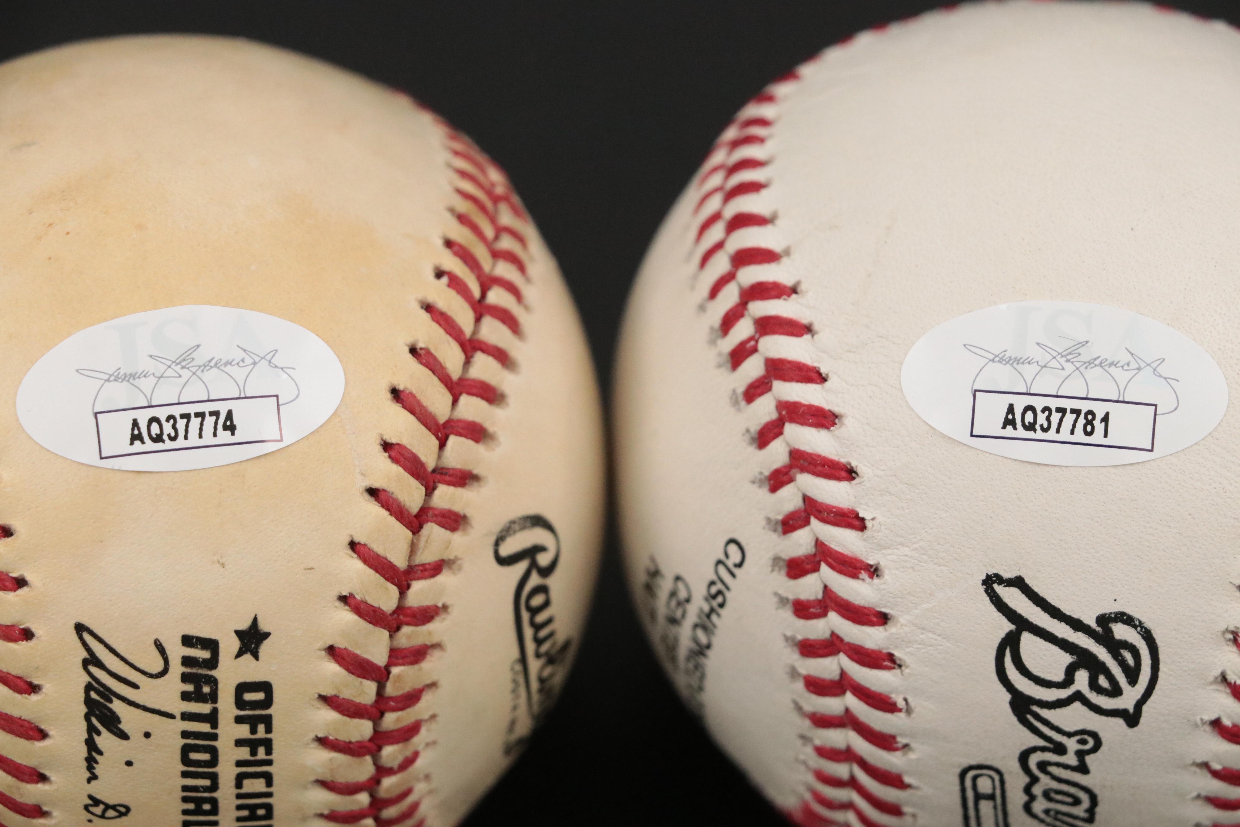 Nolan Ryan and John Smoltz Signed Baseballs with Displays