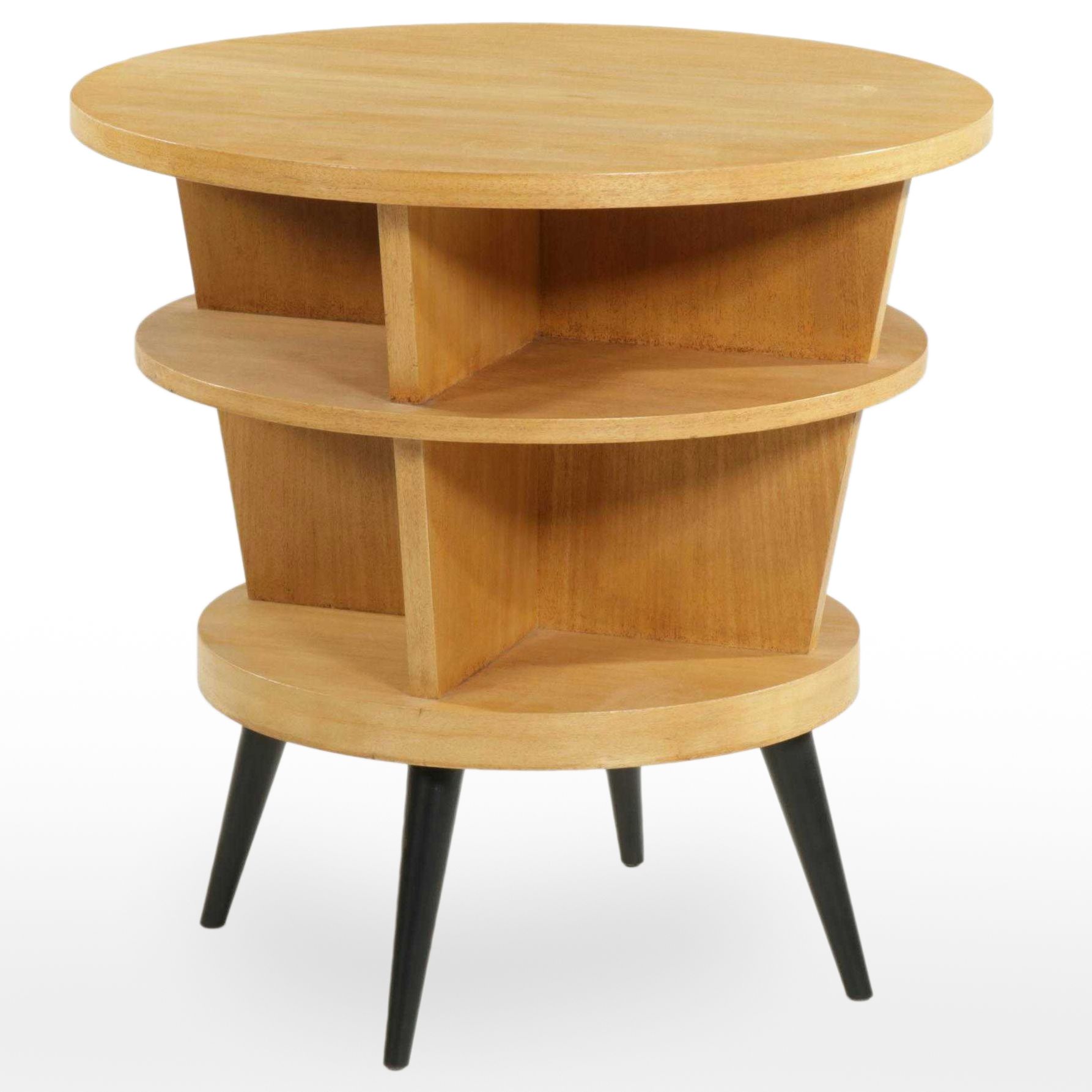 Modern by Fox Bleached Mahogany-Veneered Formica and Ebonized Center Table