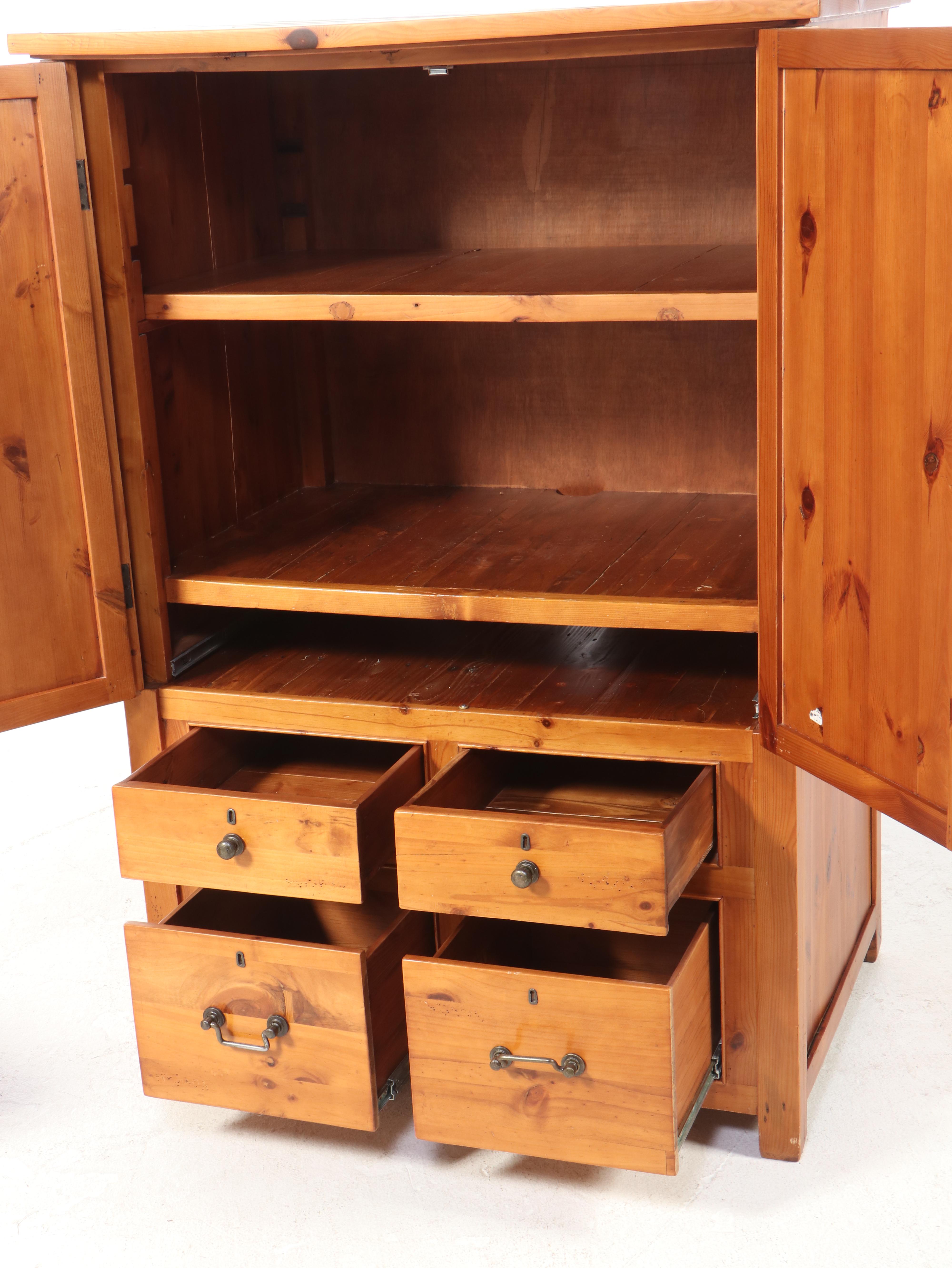 Pottery Barn "Ashland" Pine Media Wardrobe Plus Nightstand