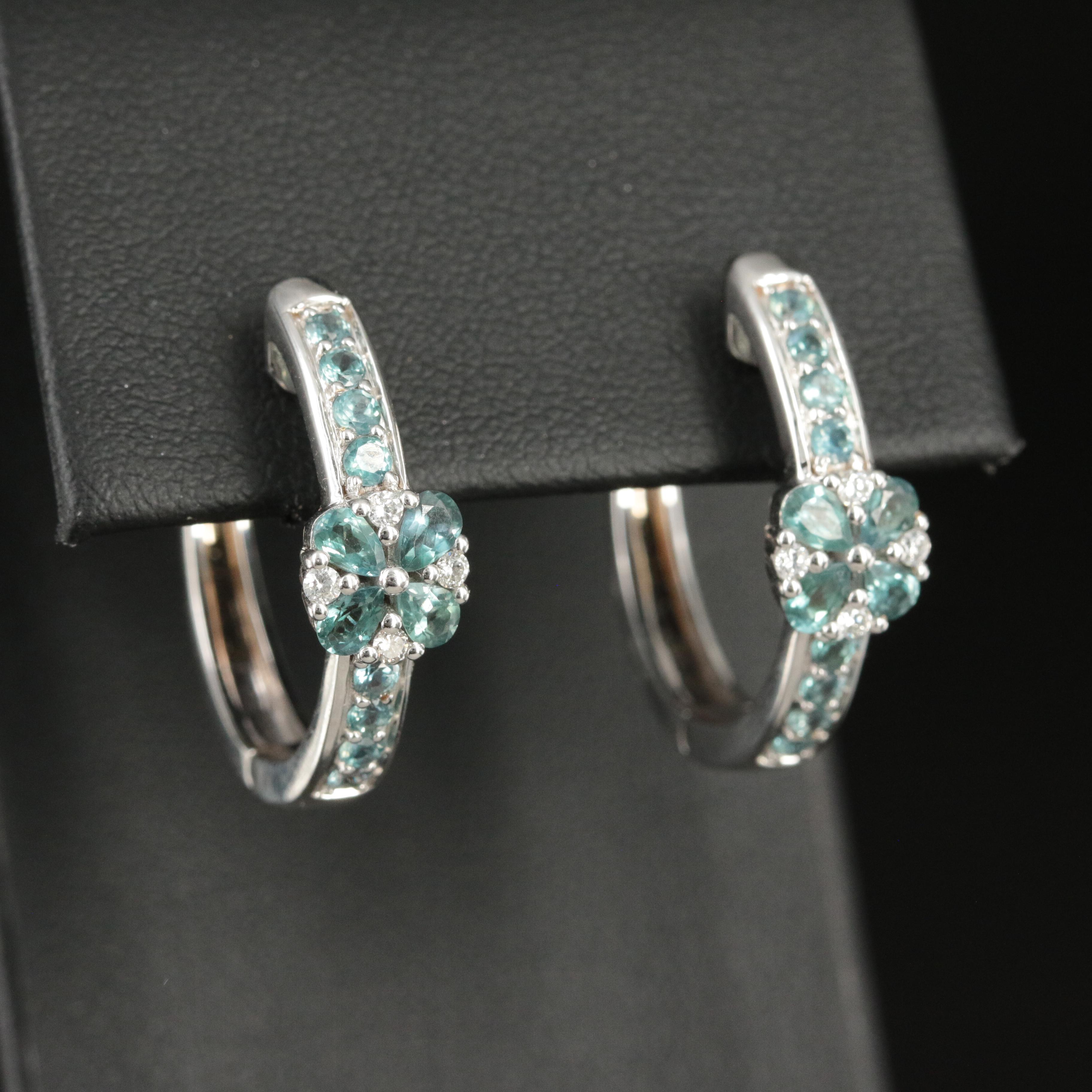 Chromia 18K Alexandrite and Diamond Hoop Earrings