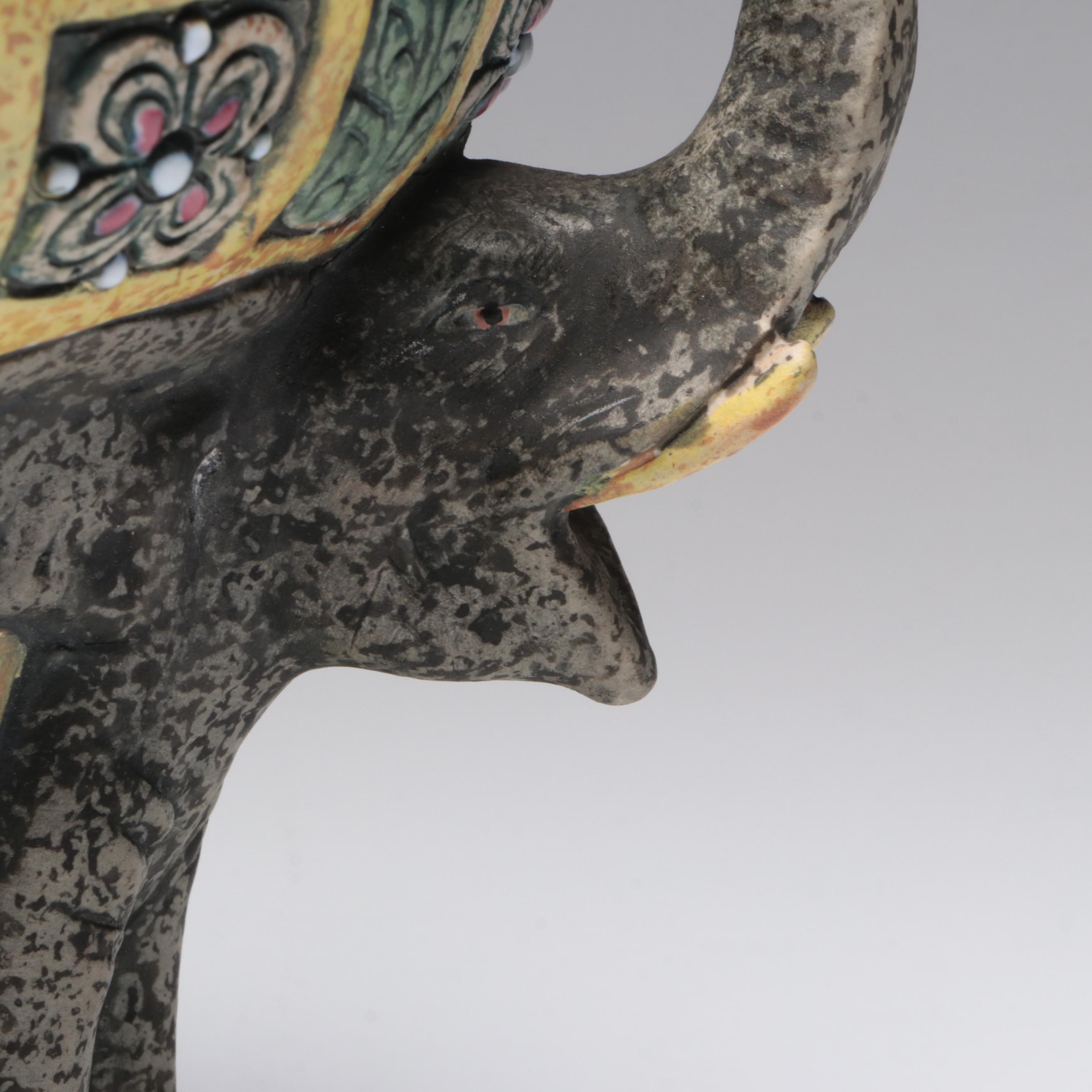 Czech Amphora Art Nouveau Enamel-Decorated Vase with Elephant Motif, Circa 1900