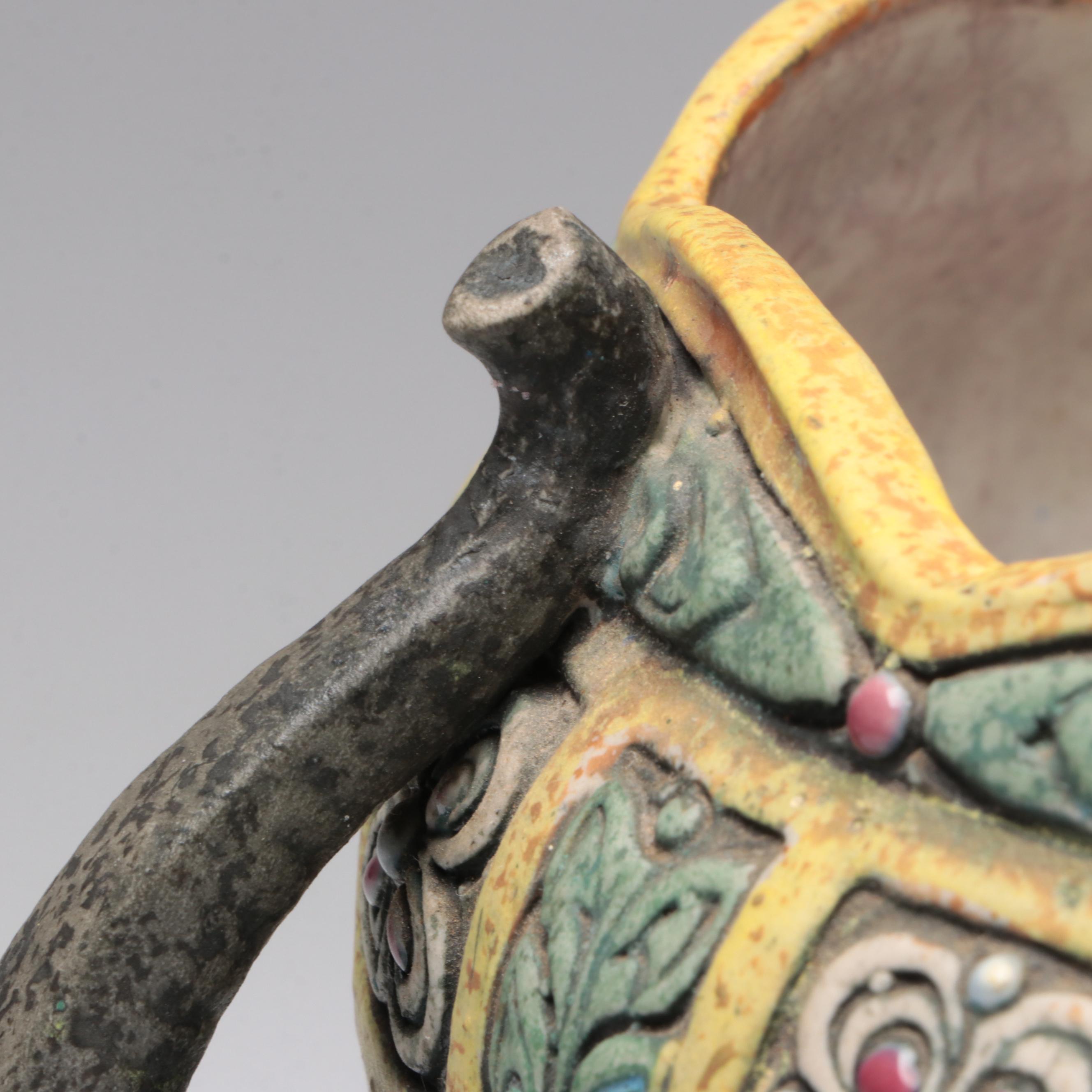 Czech Amphora Art Nouveau Enamel-Decorated Vase with Elephant Motif, Circa 1900