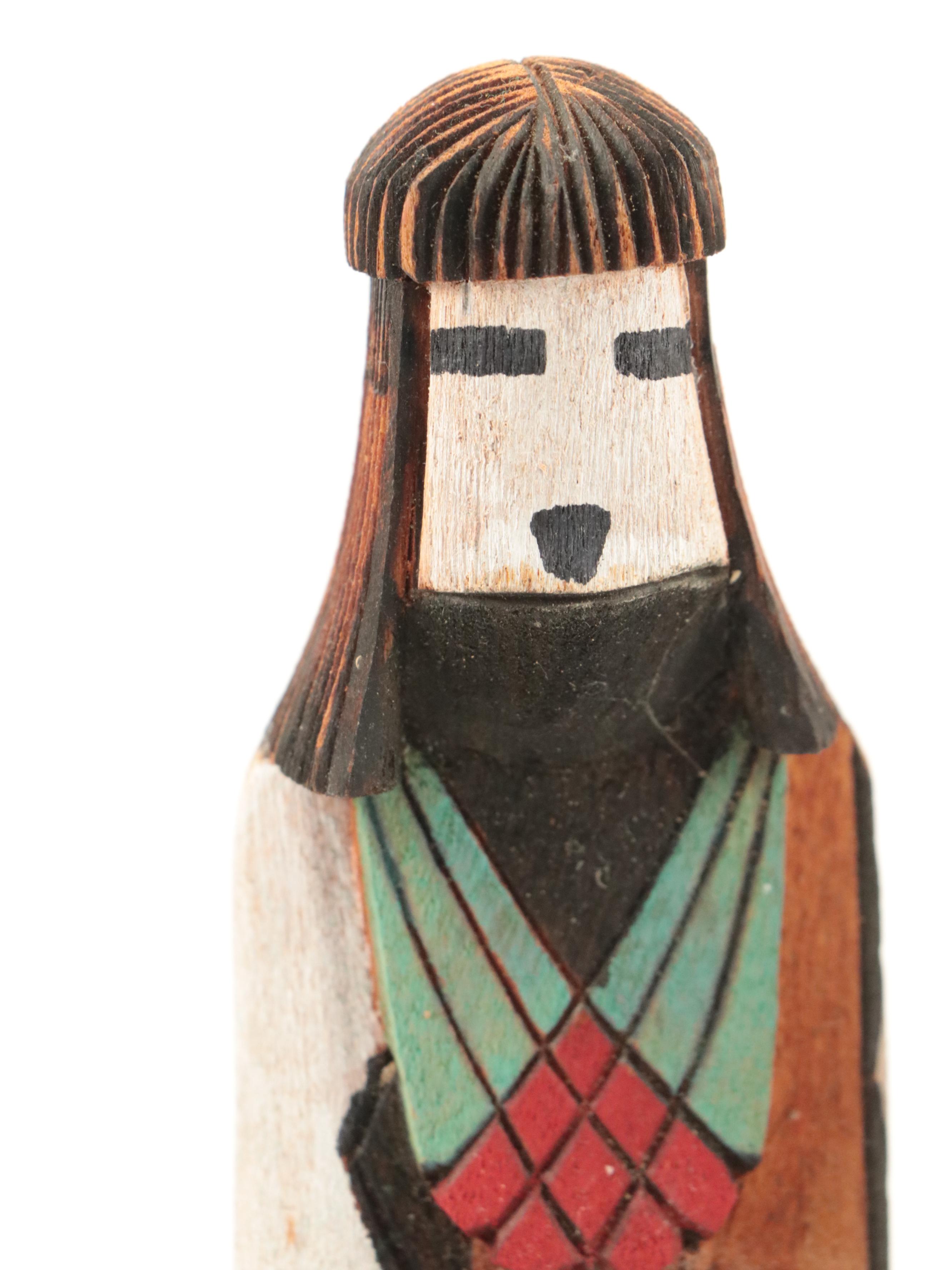 White Corn Kachinas with Carved and Painted Gourd