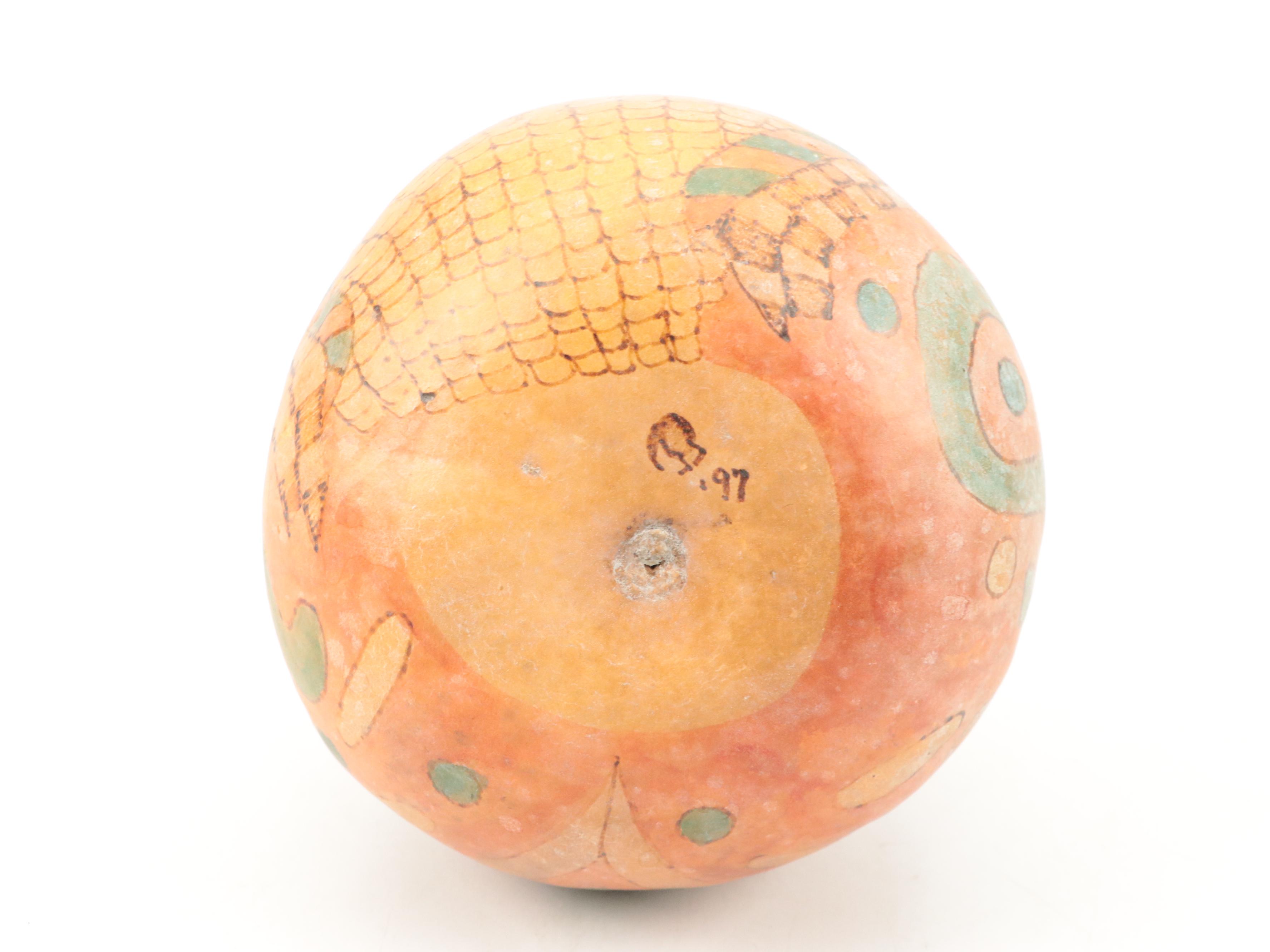 White Corn Kachinas with Carved and Painted Gourd